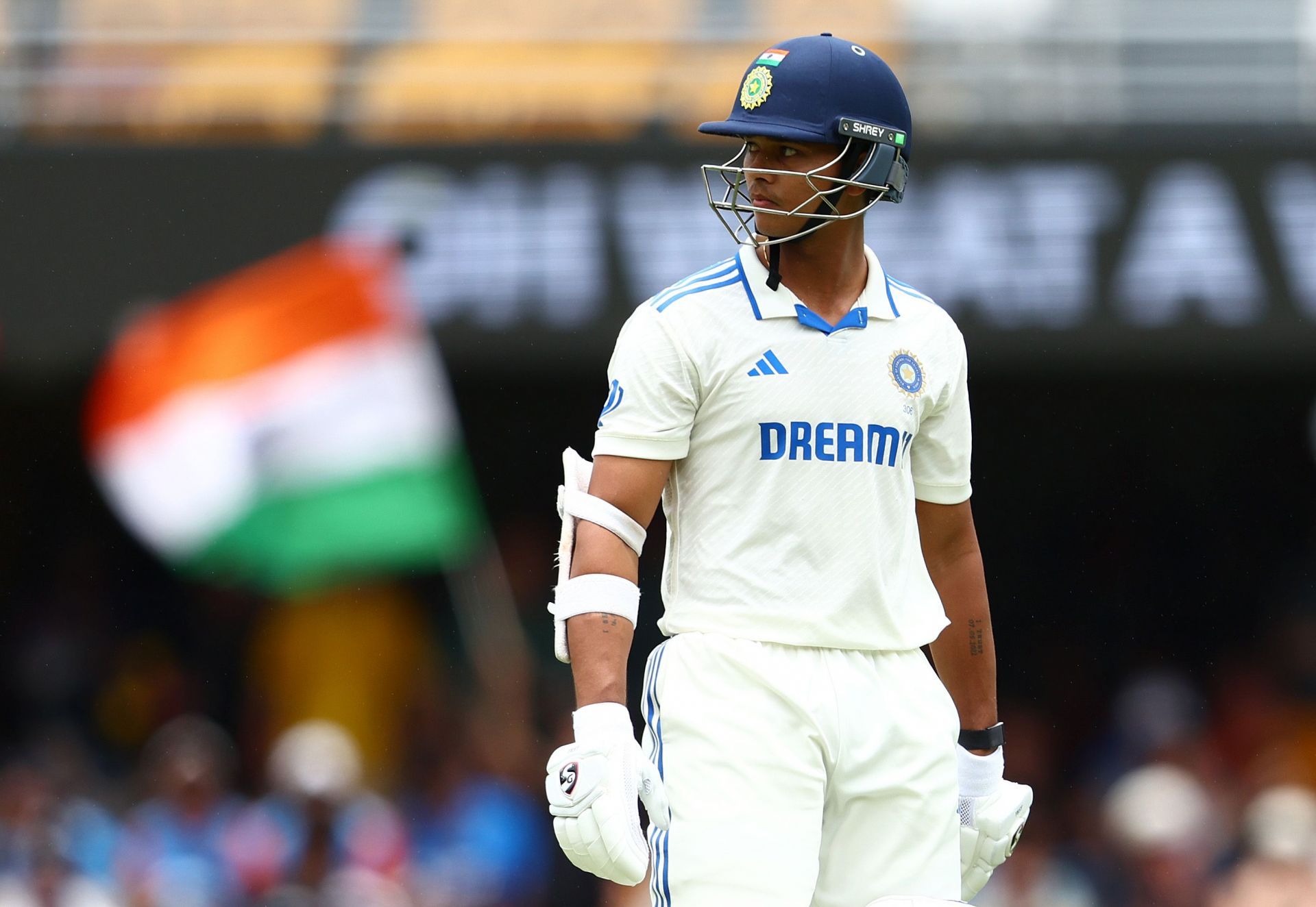 Yashasvi Jaiswal has been dismissed cheaply by Mitchell Starc in India&#039;s first innings in the first three Tests. [P/C: Getty]