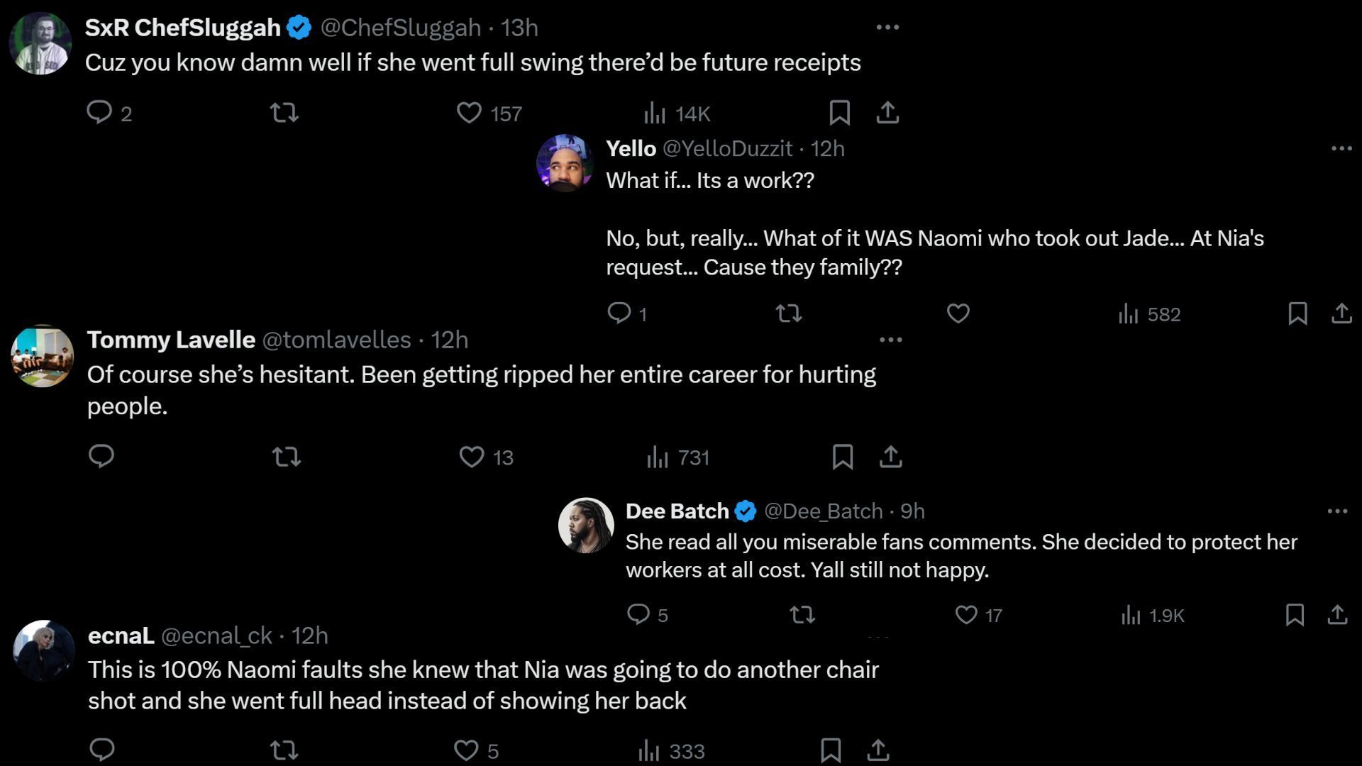 Wrestling fans on X/ Twitter are trying to reason Nia Jax&#039;s cautious chair shots.