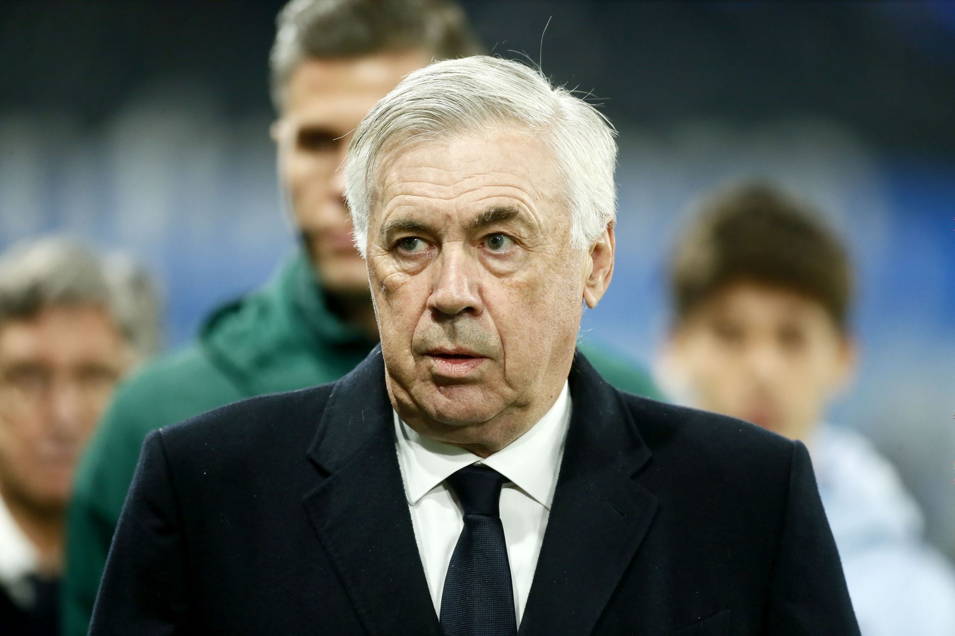 Real Madrid boss Carlo Ancelotti looks on