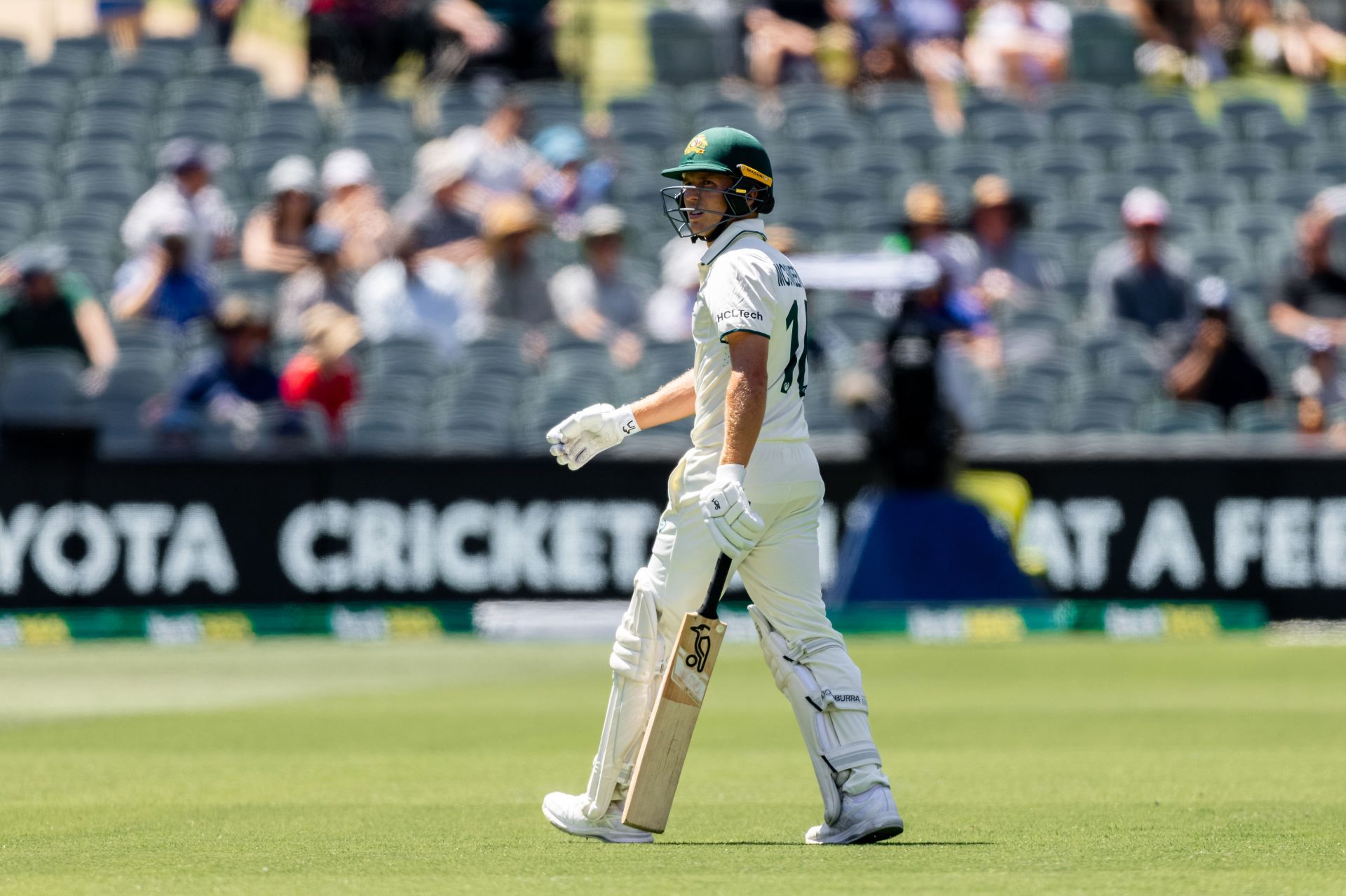 Nathan McSweeney walks off after being dismissed. (Credits: Getty)