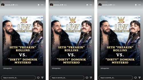 Rollins and Mysterio will battle later this month. [Photo credit: Dirty Dom's Instagram story]