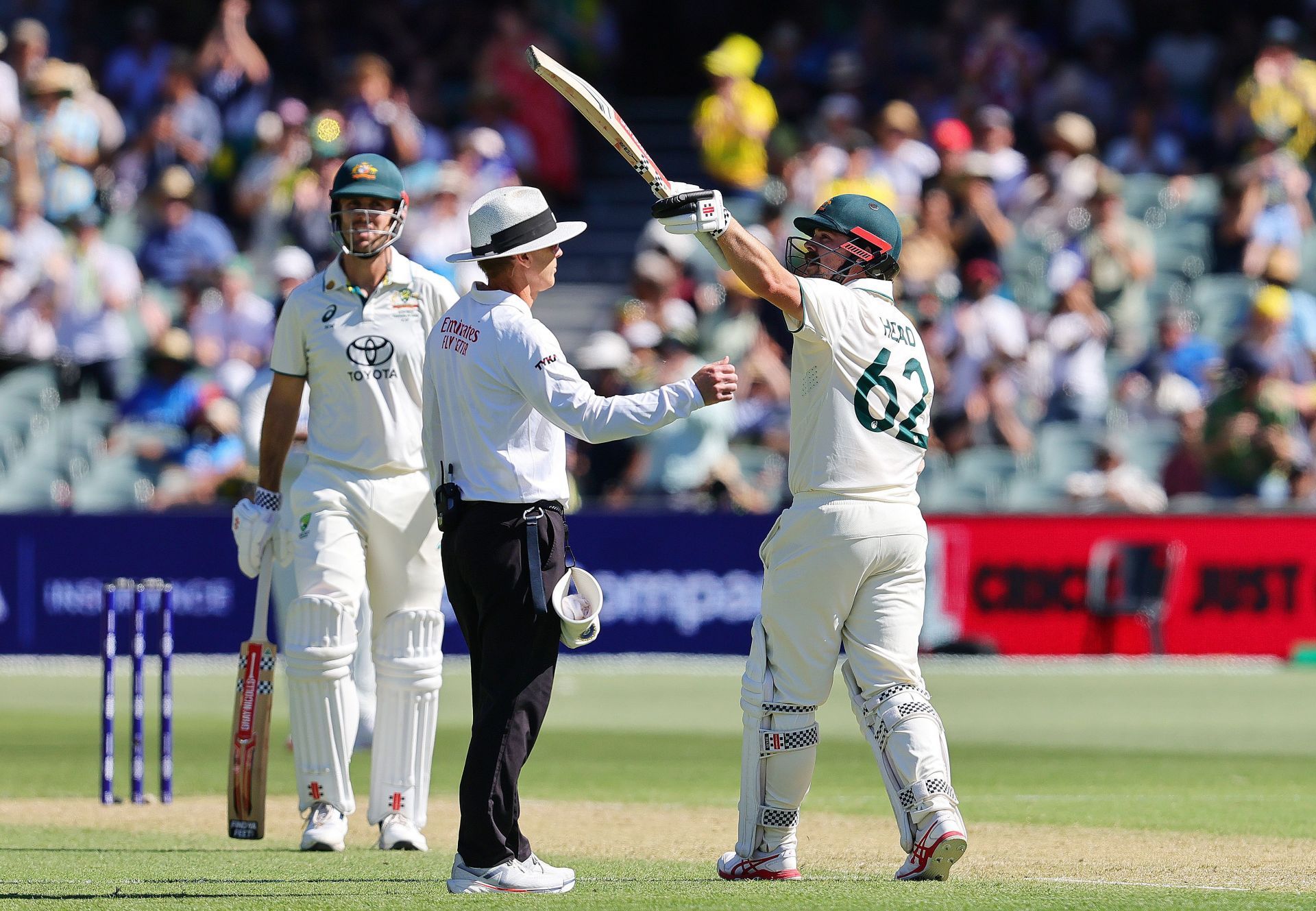 Travis Head scored a stroke-filled half-century against Team India on Day 2 of the second Test [File image via Getty]