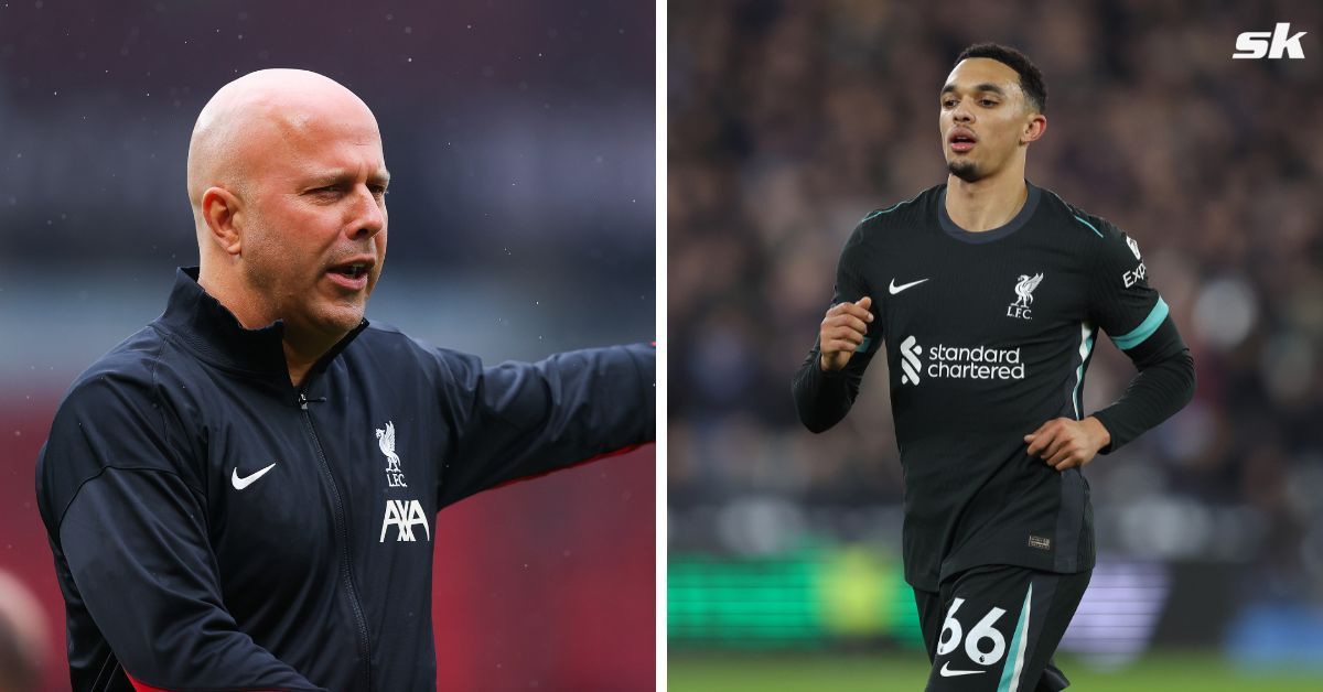 Arne Slot and Trent Alexander-Arnold (both images via Getty)