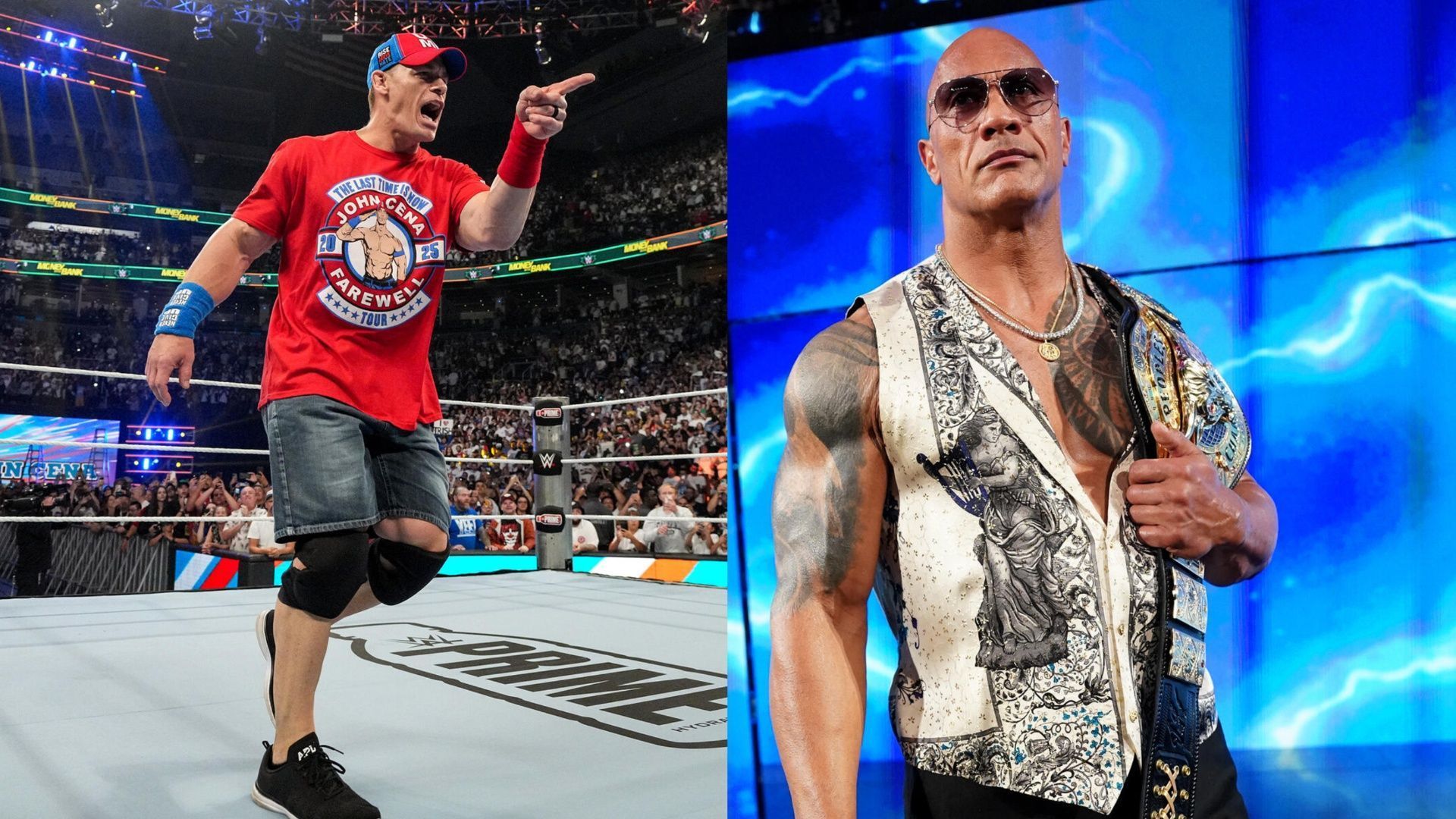 John Cena (left); The Rock (right)