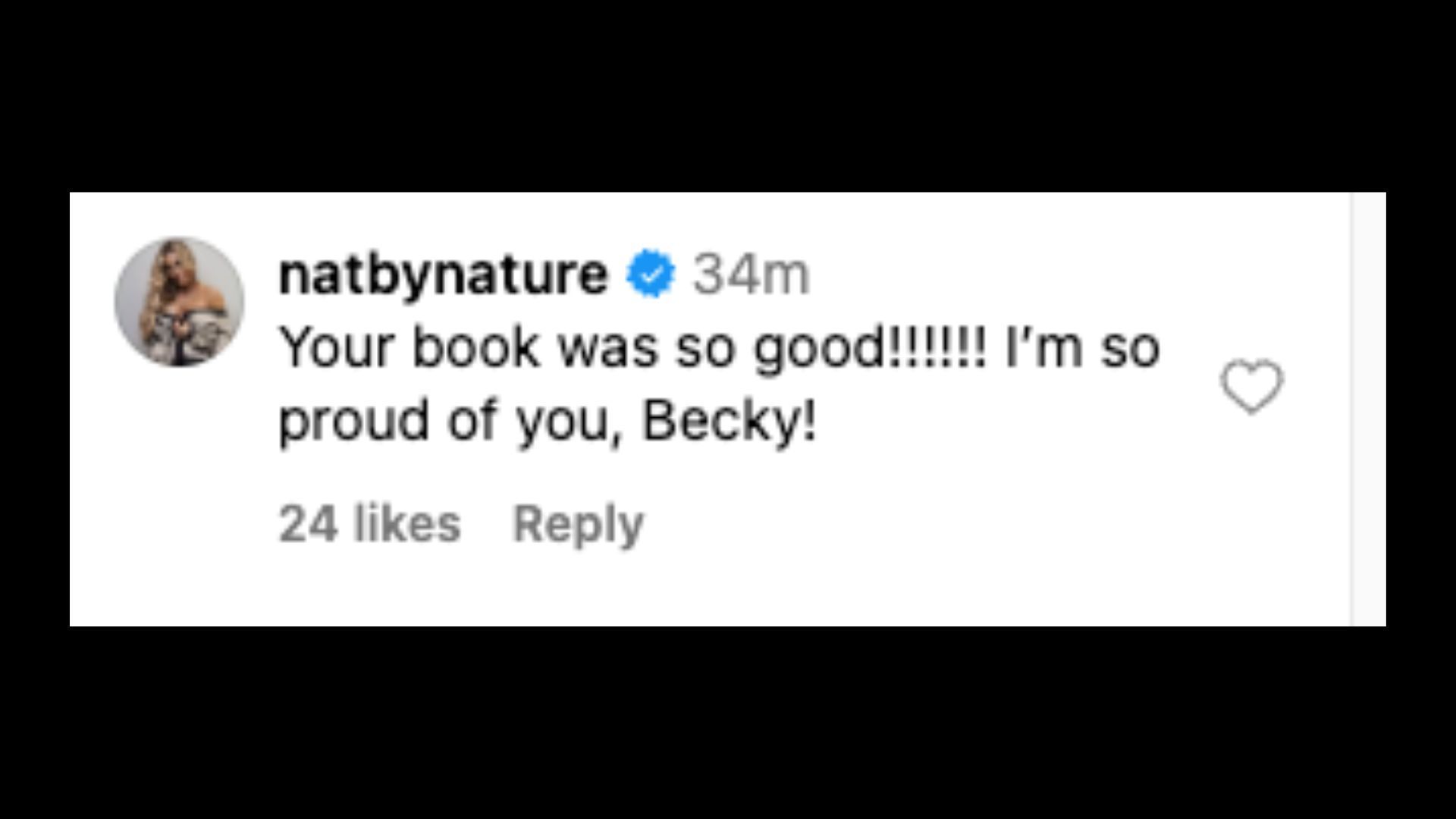 Natalya comments on Lynch&#039;s post on Instagram.