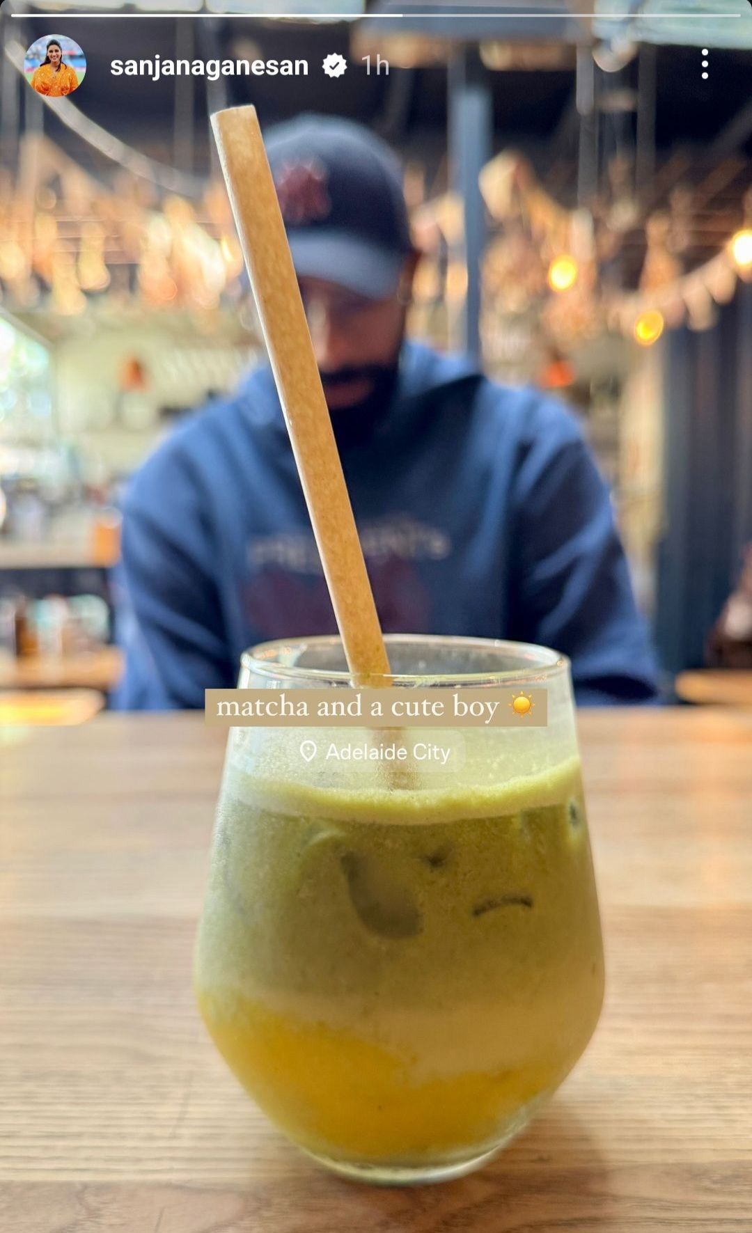 Sanjana Ganesan enjoys matcha with husband Jasprit Bumrah (Image via Instagram-@sanjanaganesan)