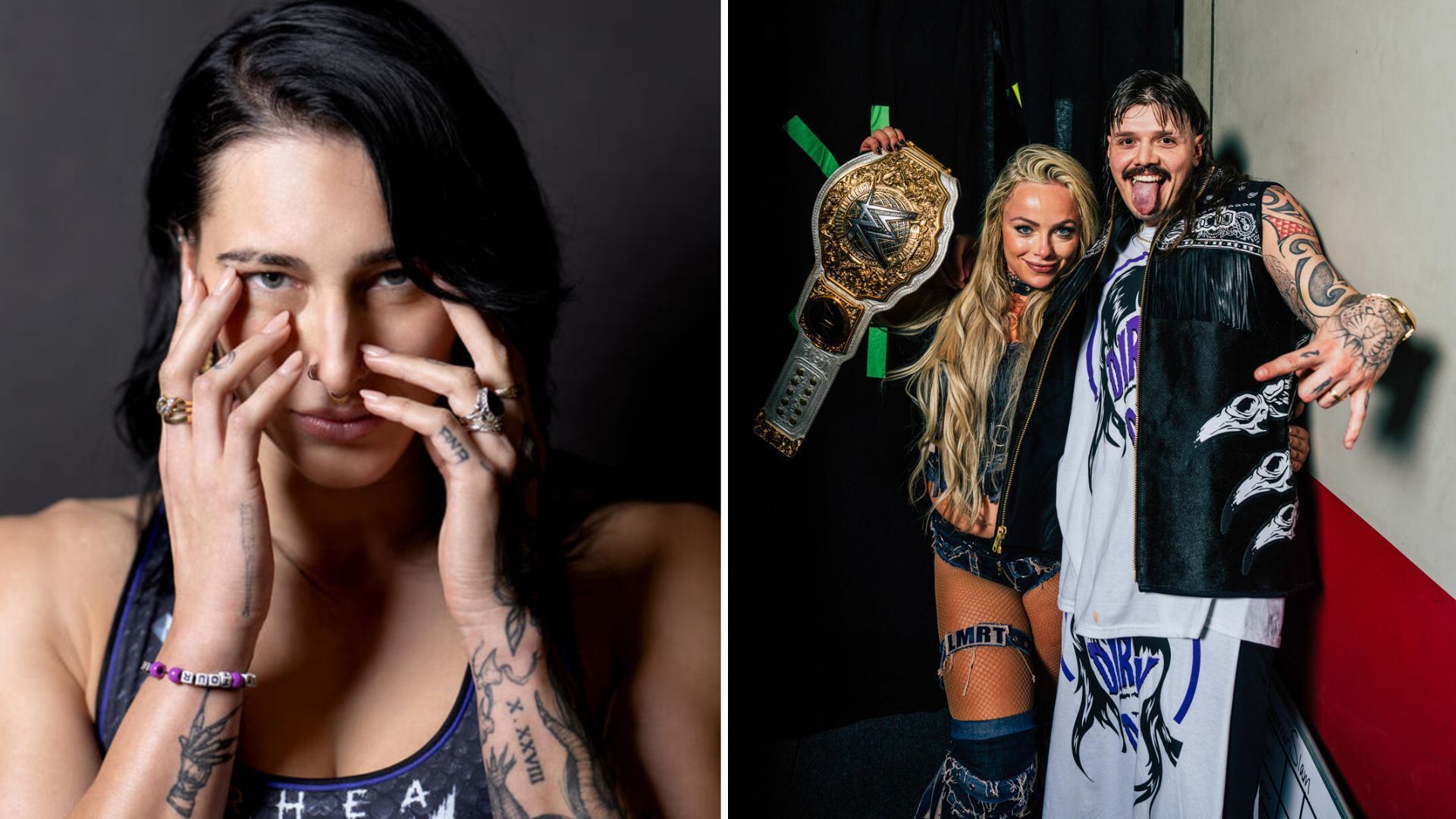 Rhea Ripley (left) and Liv Morgan with Dominik Mysterio (right) (Pictures Courtesy: WWE.com)