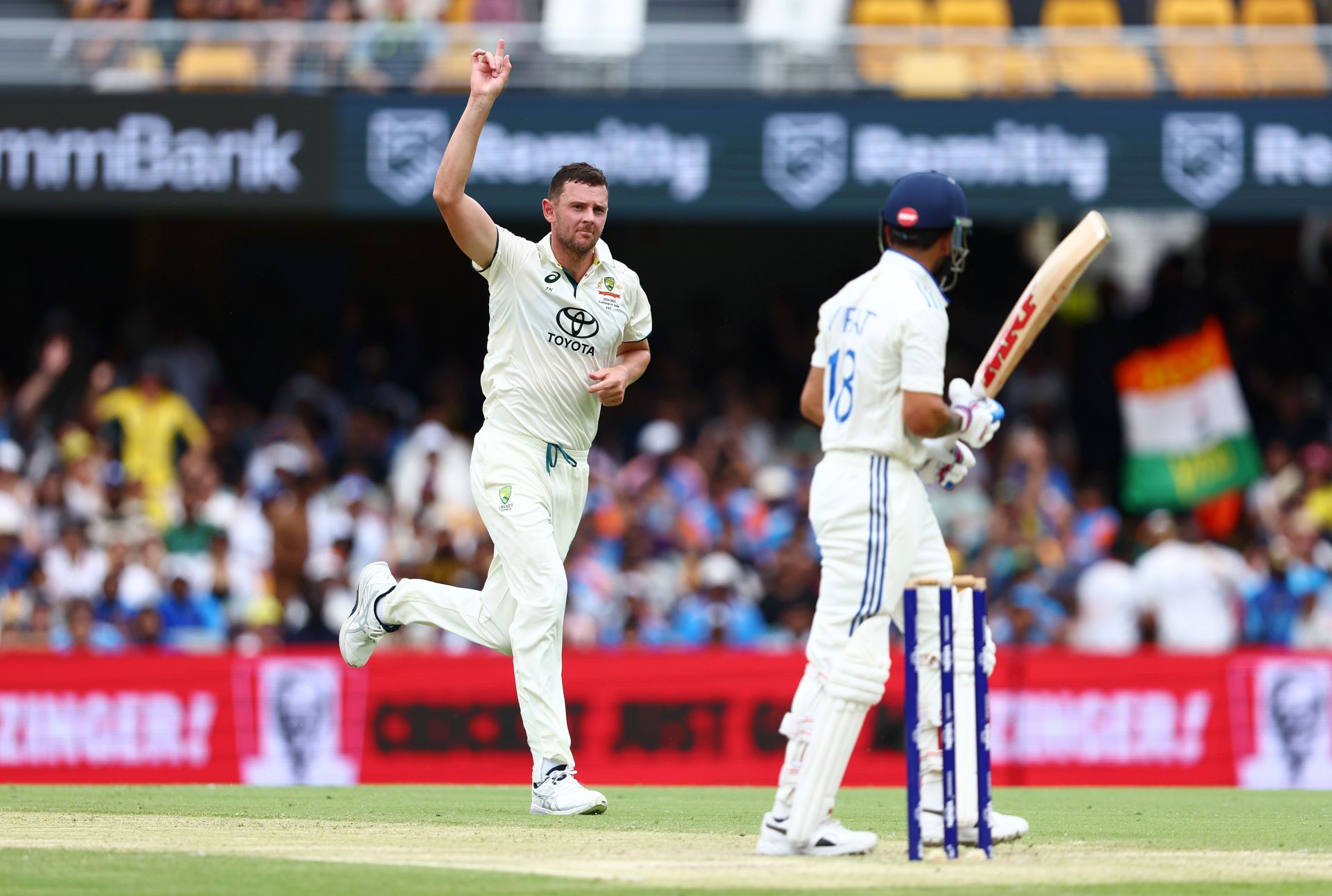 Virat Kohli was caught behind off Josh Hazlewood in India&#039;s first innings of the Brisbane Test. [P/C: Getty]