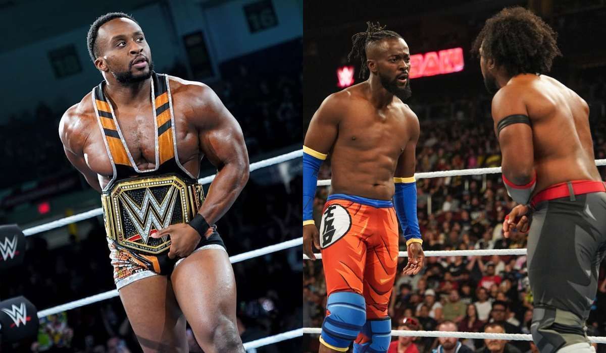 Former WWE Champion Big E (L) and  Kofi Kingston &amp; Xavier Woods (R). Photos: [Official IG of Big E] and WWE.com