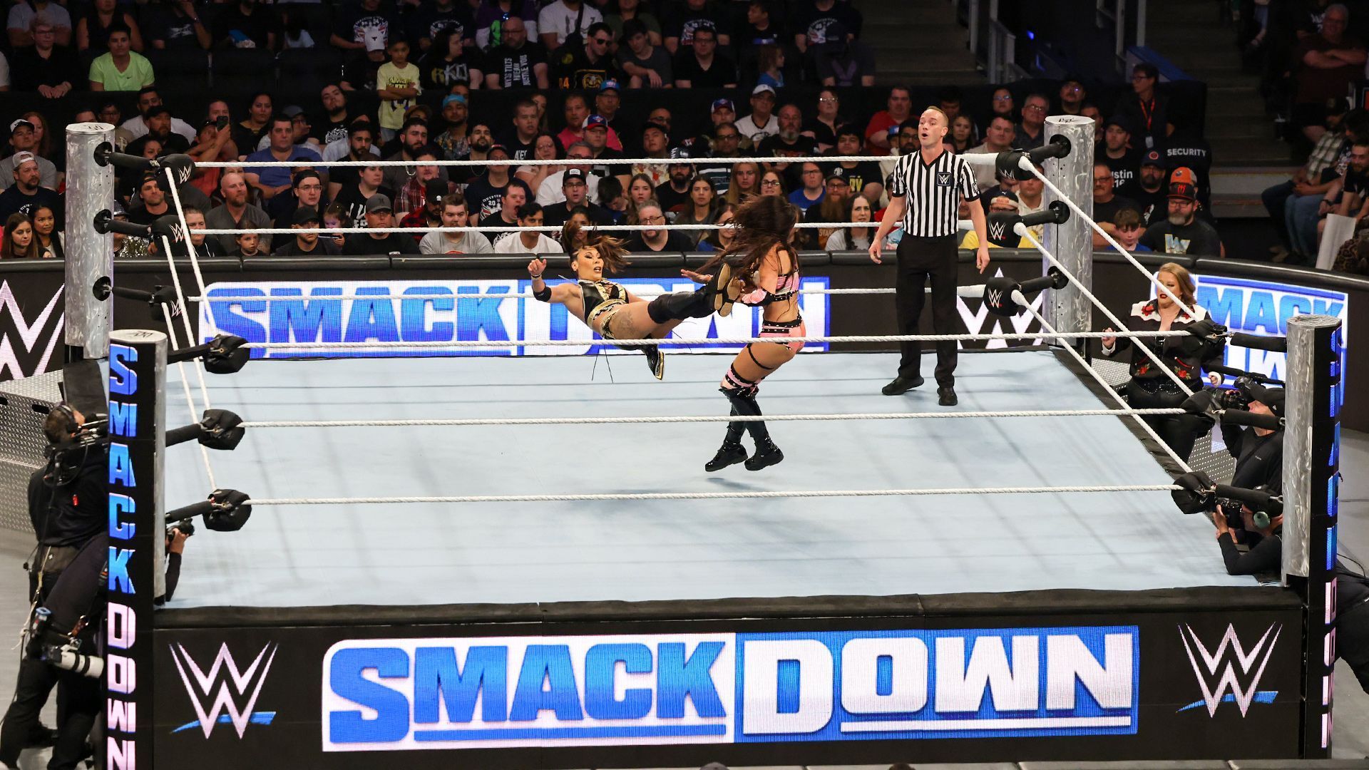 WWE Superstars in action on a live SmackDown