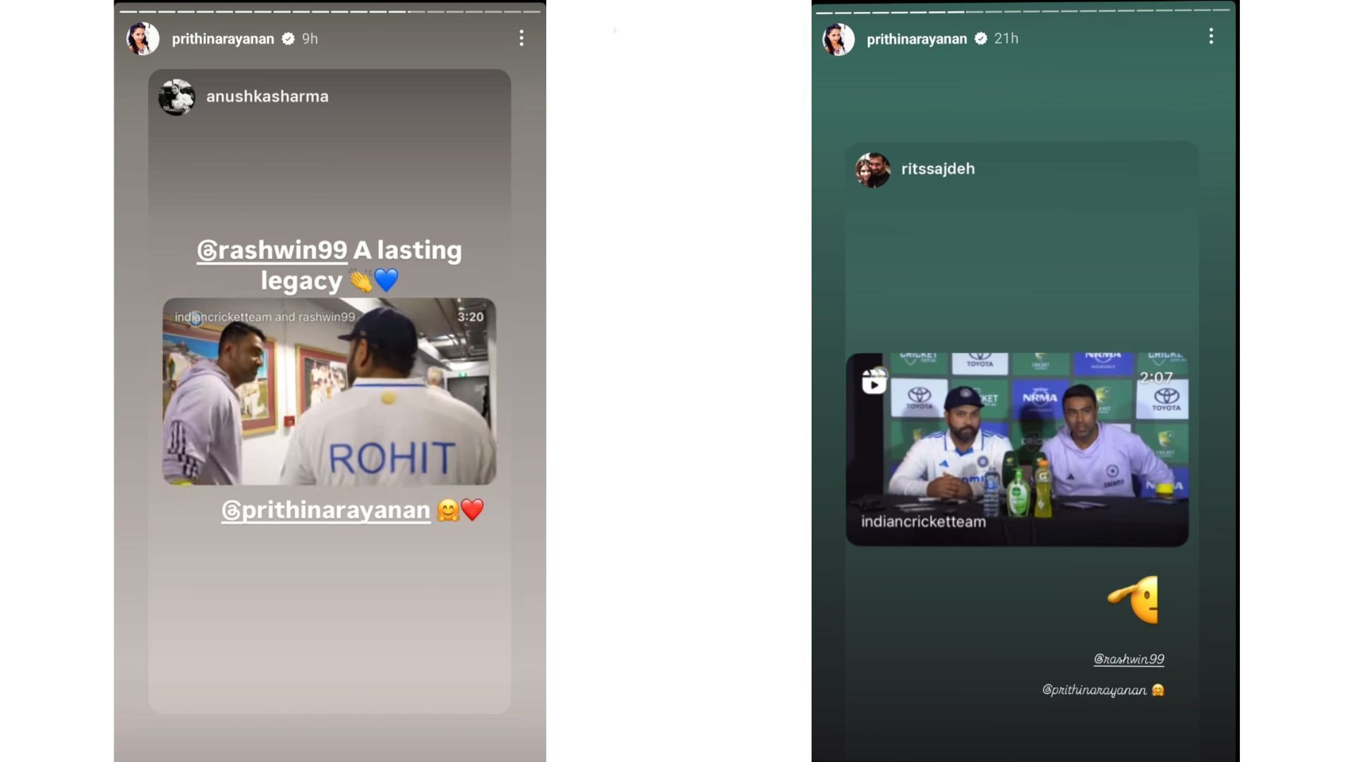 Screenshot of the stories [Image credits: @prithinarayanan on Instagram]