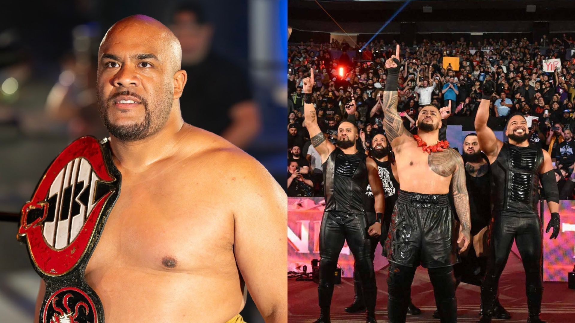 Journey Fatu (left), Jacob Fatu with The Bloodline (right) (Image Credits: WWE.com)