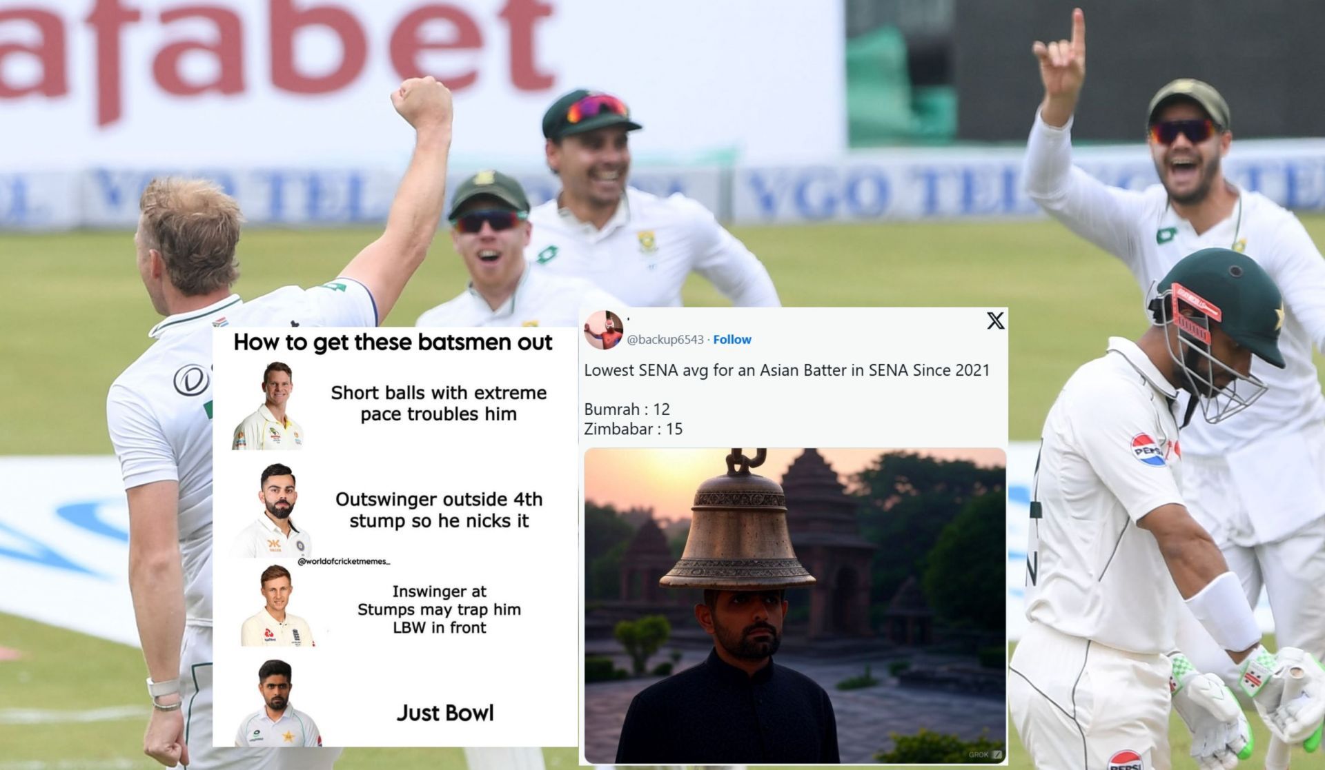 “Hey Babar Azam, this isn’t Zimbabwe”- Top 10 funny memes from day 1 of 1st Pakistan vs South Africa Test 2024