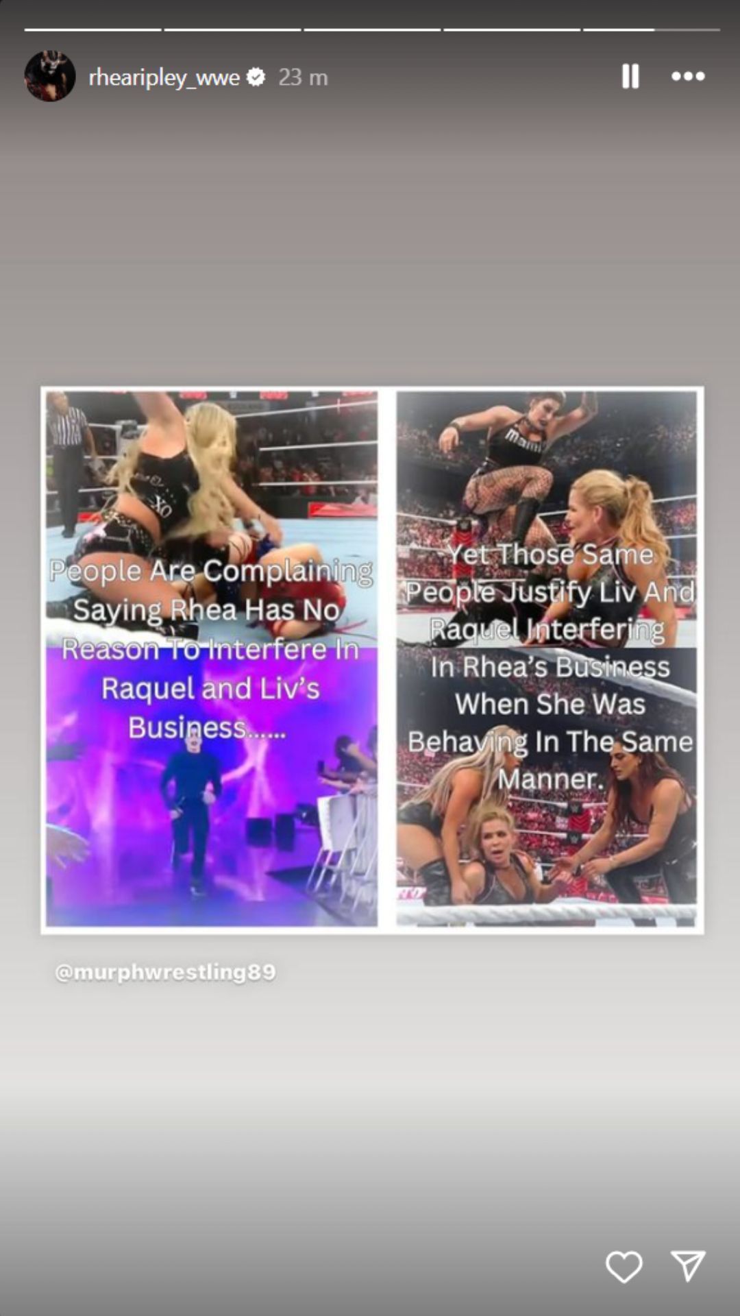 A screengrab of Rhea Ripley&#039;s Instagram Story.