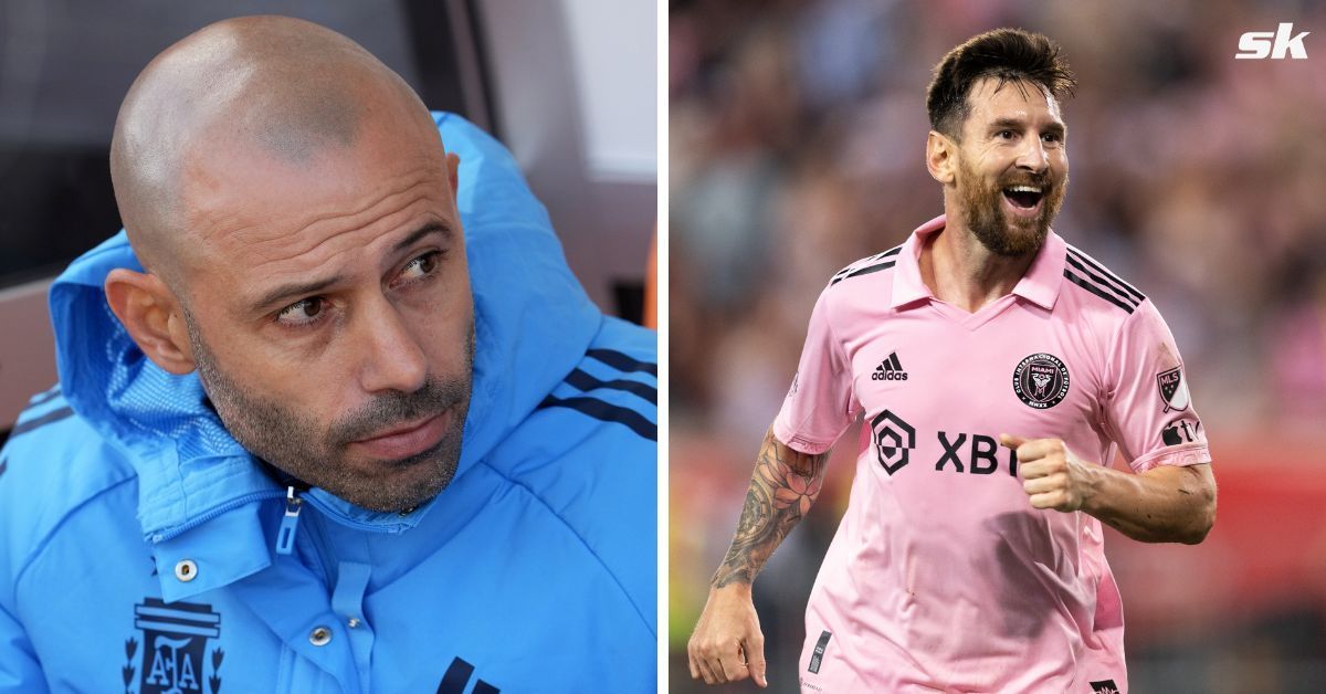 Javier Mascherano and Lionel Messi at Inter Miami (both images via Getty)