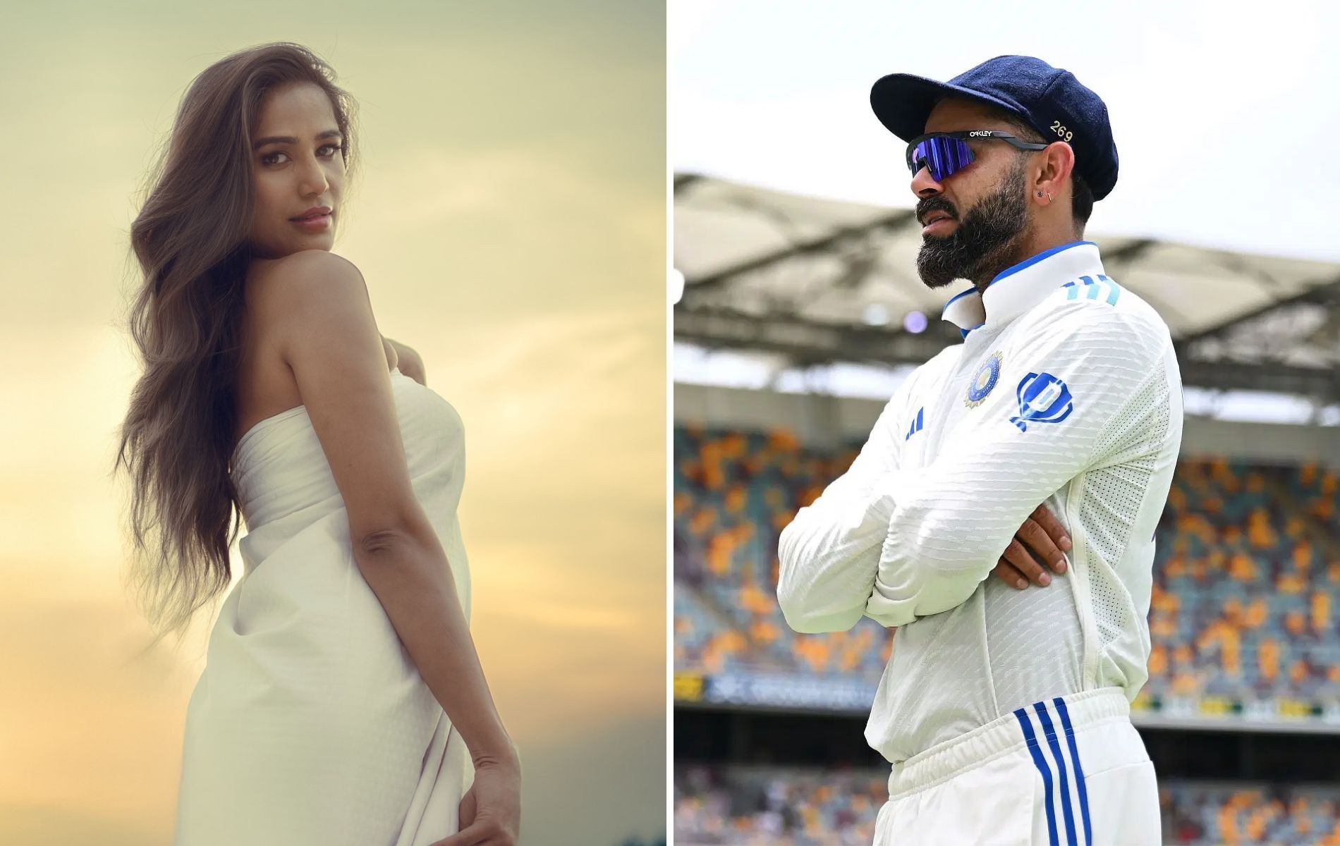 Poonam Pandey (left) and Virat Kohli. (Pics: Instagram/poonampandeyreal/Getty Images).