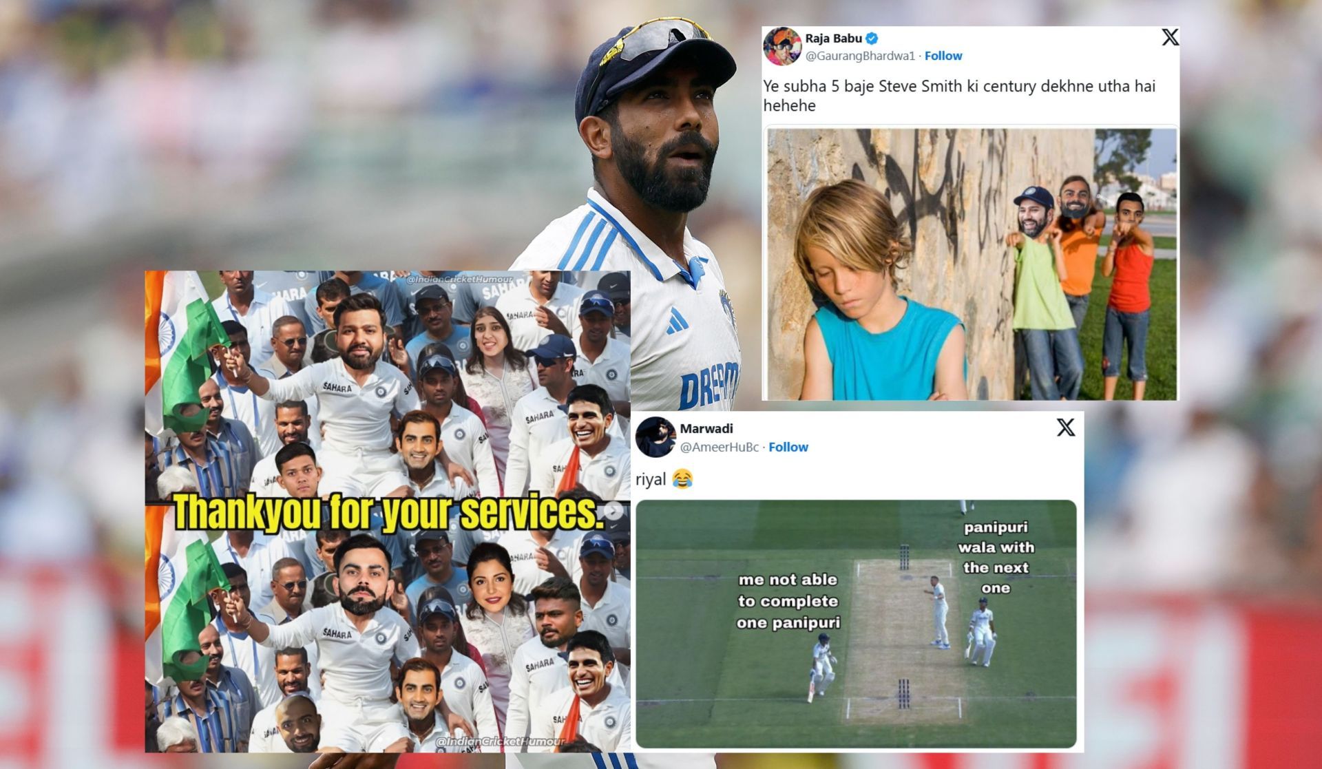 Fan reactions from Day 2 of IND vs AUS 4th Test. (Image: X - @BCCI, @GaurangBhardwa1, @AmeerHuBc, Instagram - indiancrickethumour)