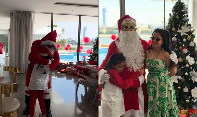 [In Pictures] MS Dhoni dresses up as Santa Claus to celebrate Christmas with family
