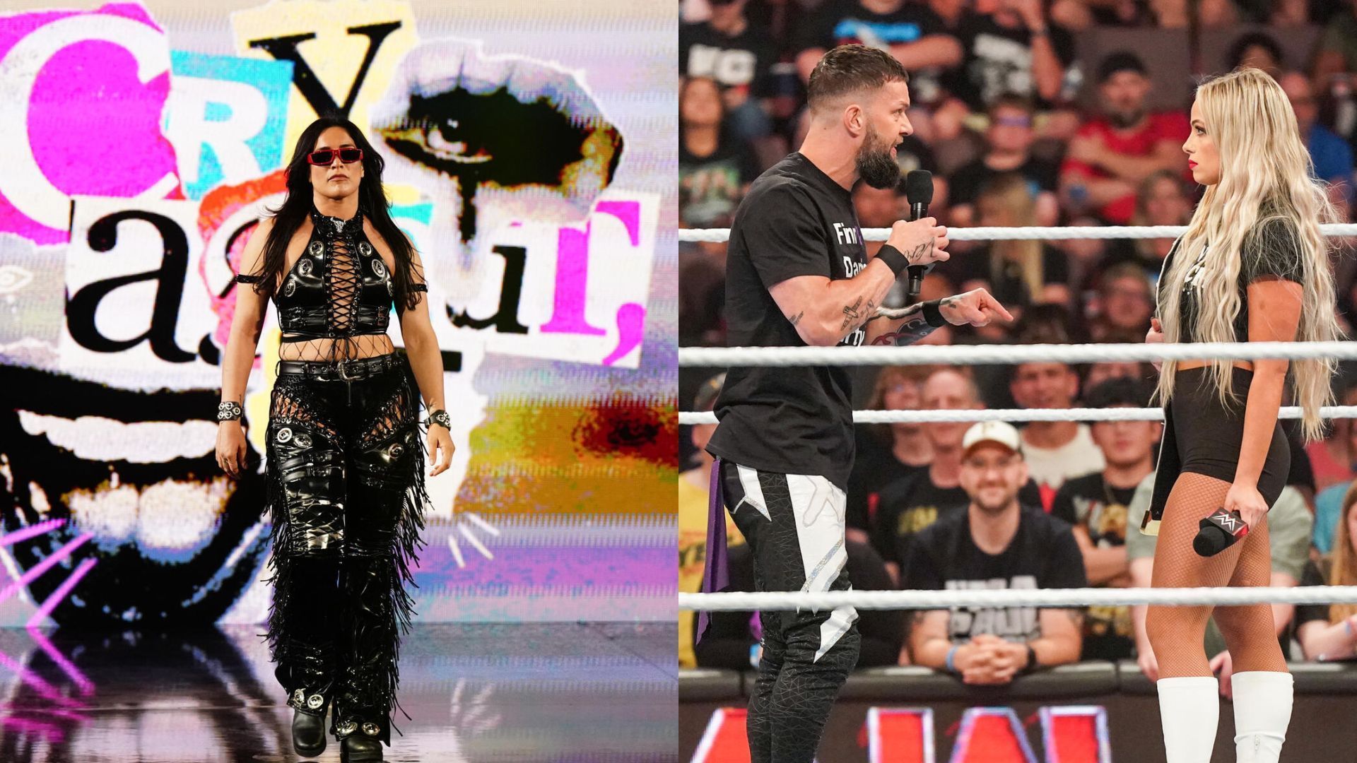 Raquel Rodriguez (left), Finn Balor &amp; Liv Morgan (right) (Image Credits: WWE.com)