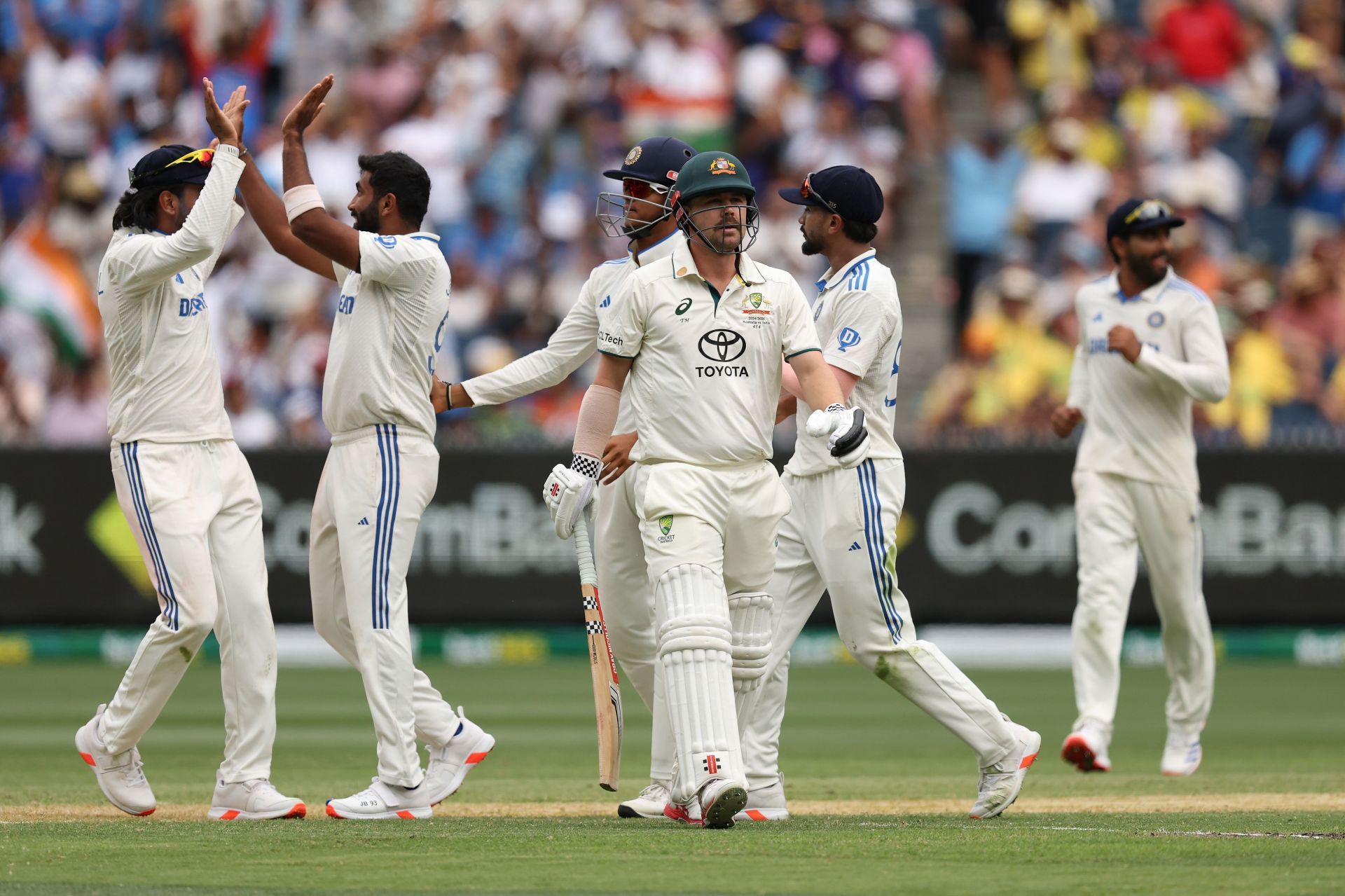 Jasprit Bumrah bowled Travis Head for a duck. [P/C: Getty]