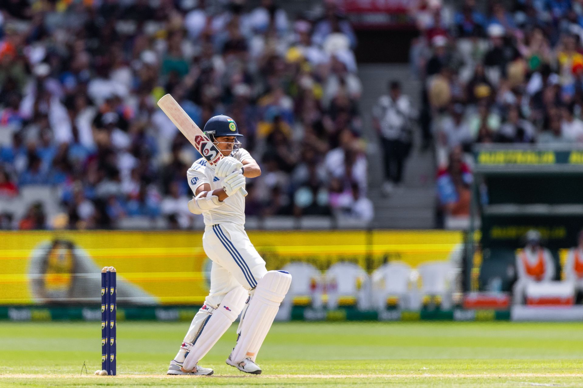 Yashasvi Jaiswal scored 82 runs before being run out in India&#039;s first innings. [P/C: Getty]