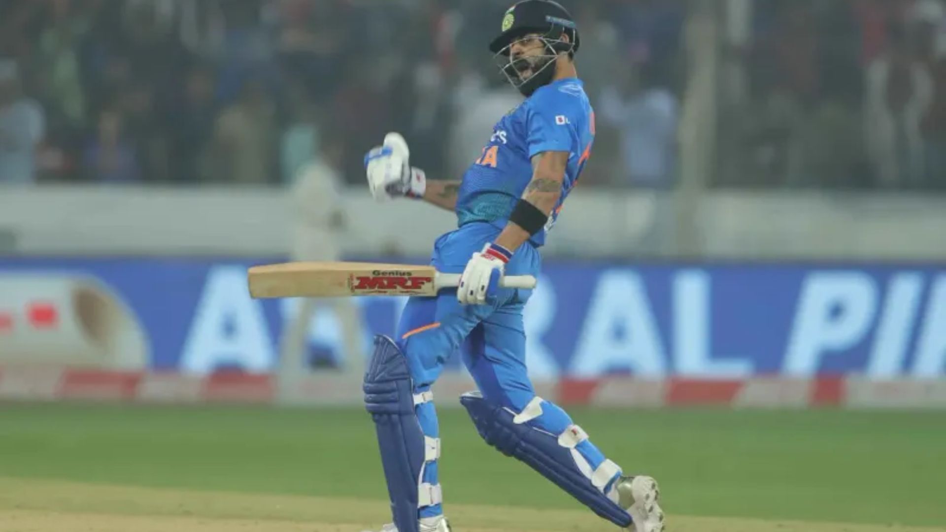 Virat Kohli celebrating after finishing the match [Image credits: BCCI]