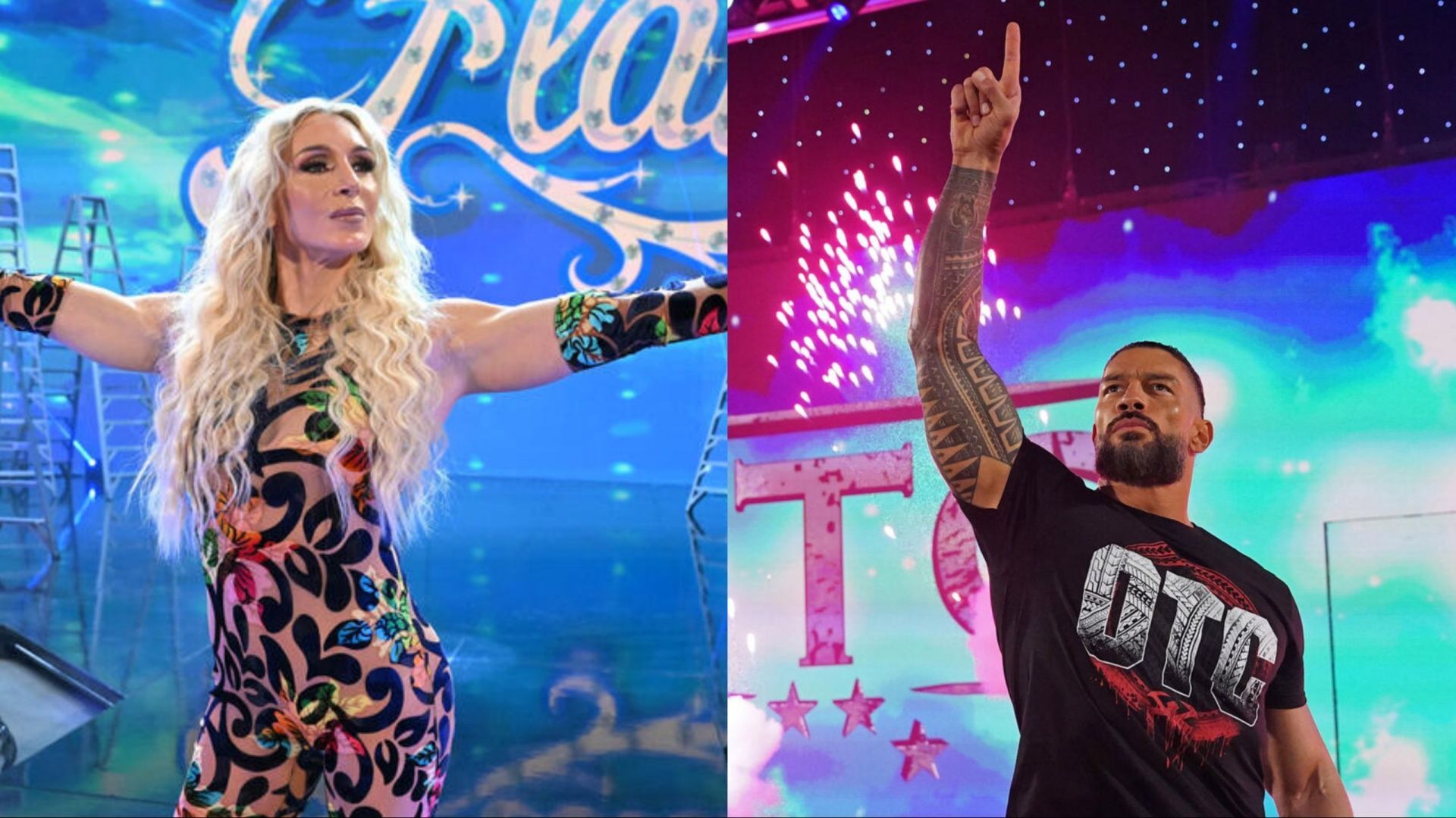 Charlotte Flair (left) and Roman Reigns (right) - Photo credit: WWE.com