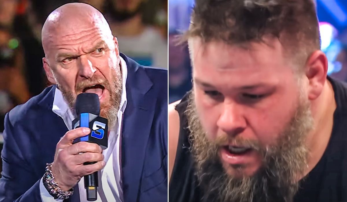 Triple H confronted Kevin Owens in the off-air moments of SNME. [Image credits: WWE on YouTube]