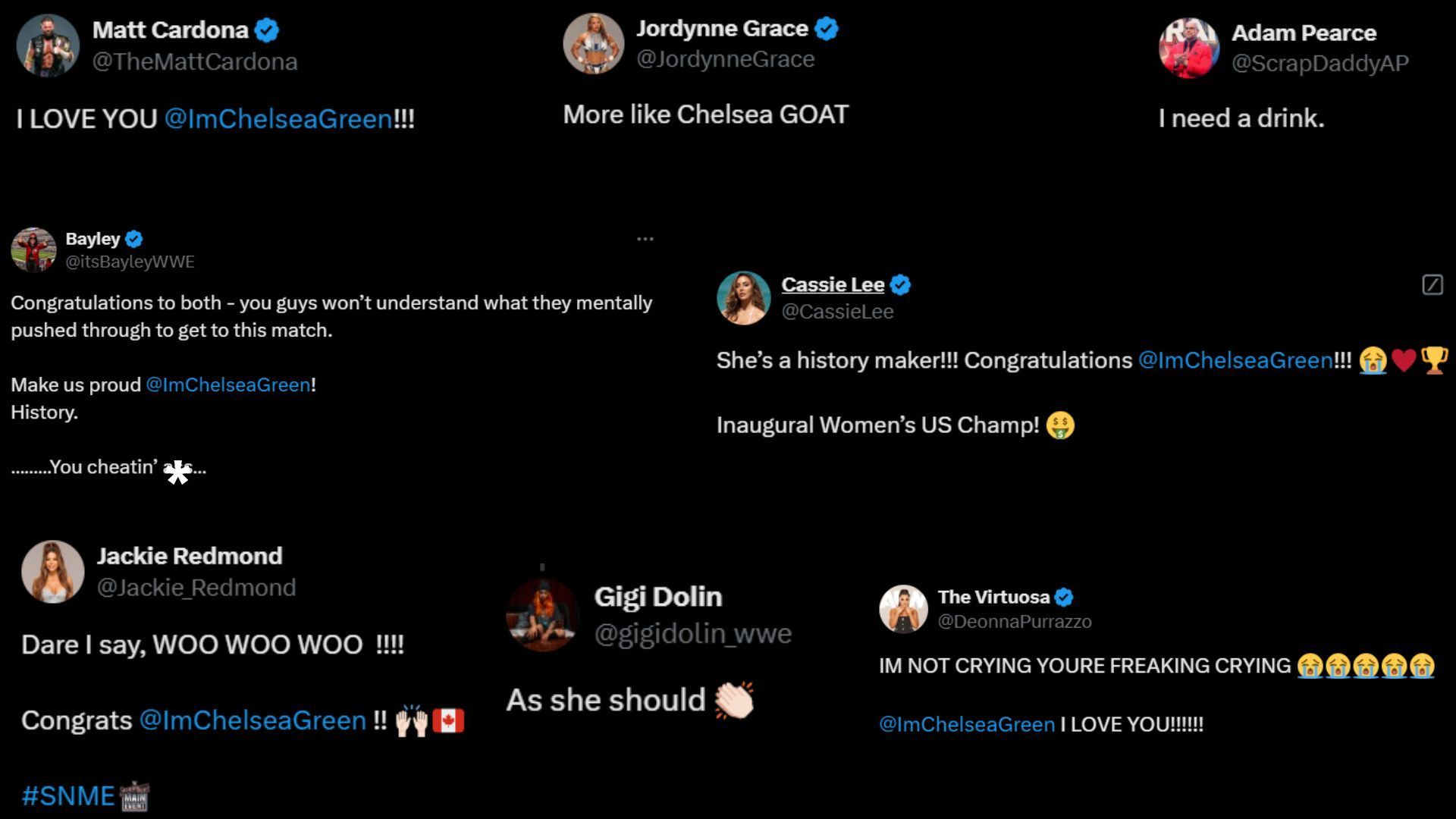 Screenshots of stars' reactions on X/Twitter