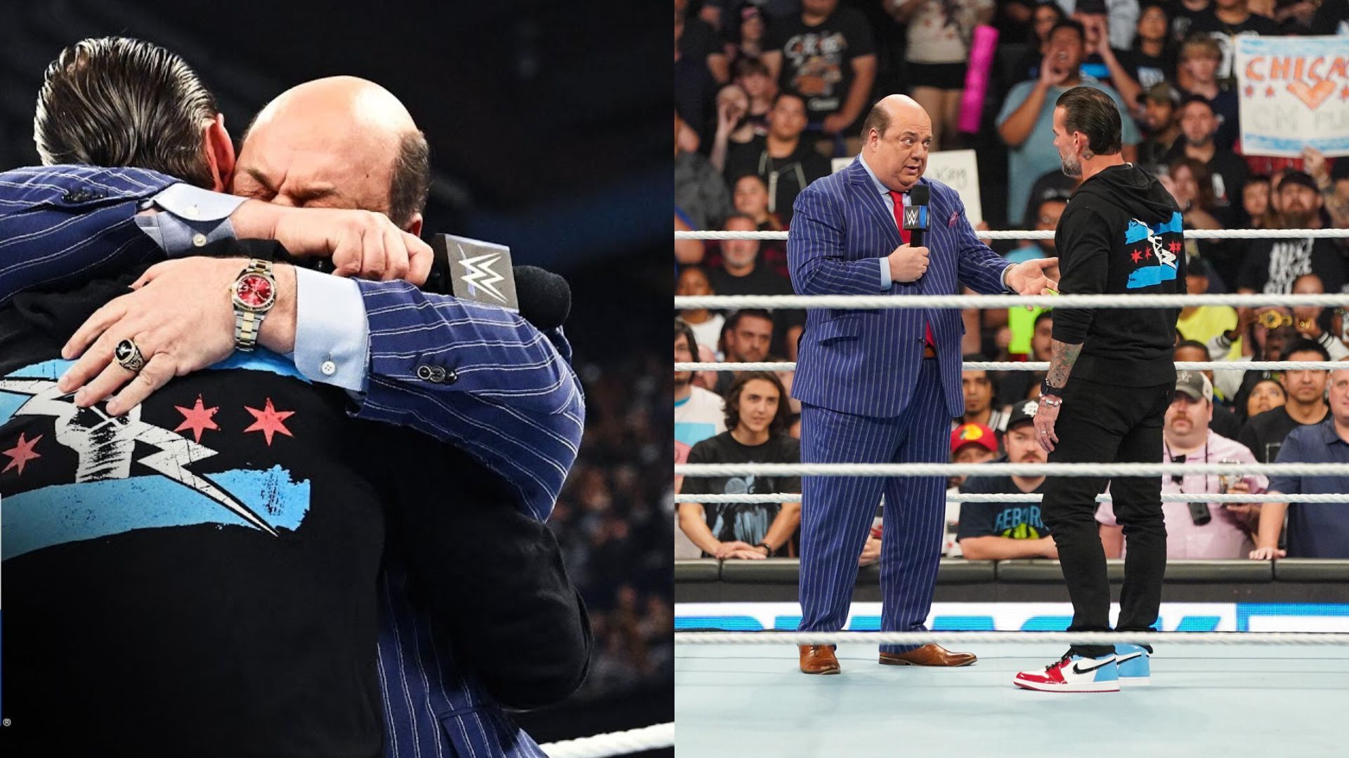 Paul Heyman and CM Punk on SmackDown! (Images via: WWE