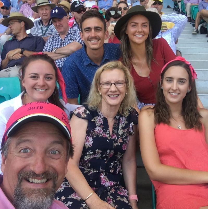 Mitchell Starc&rsquo;s family watching a game of cricket in January 2019. Source: @cratssnr/Instagram