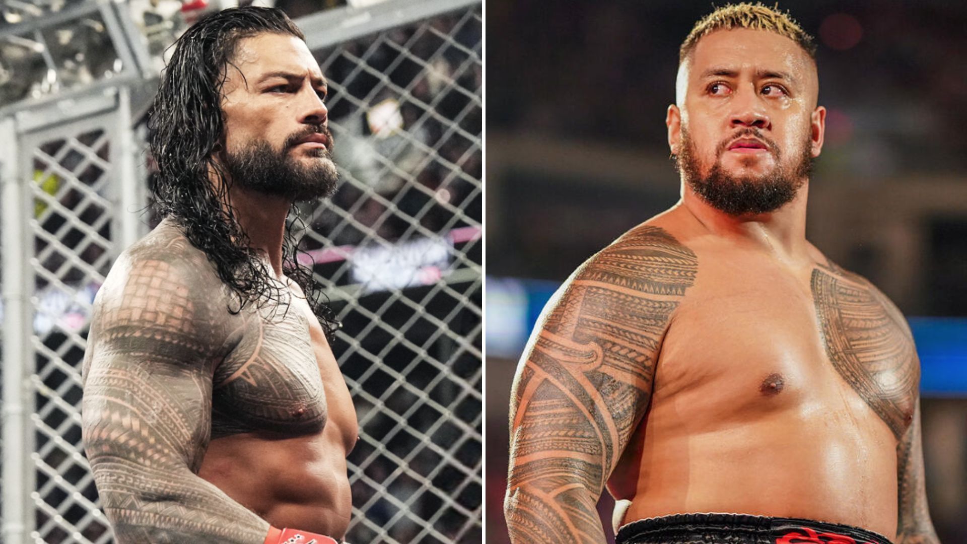 Roman Reigns and his cousin Solo Sikoa (Images via WWE.com)