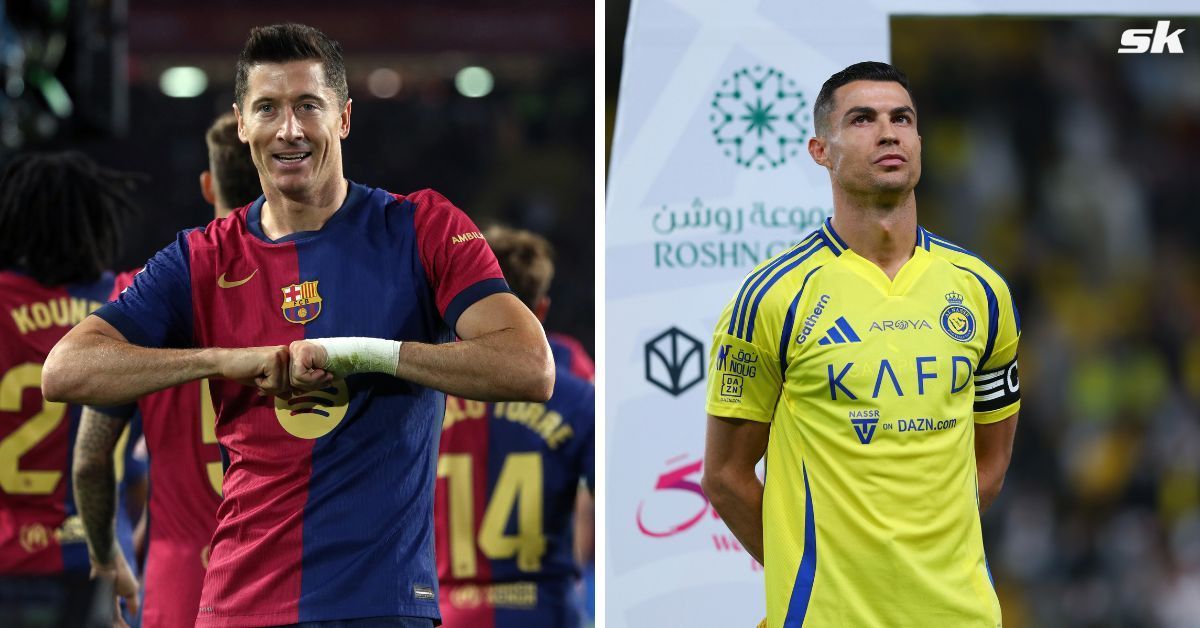 Barcelona star Robert Lewandowski equals unique Cristiano Ronaldo record in UEFA Champions League win over Benfica (Source: Both images from Getty)