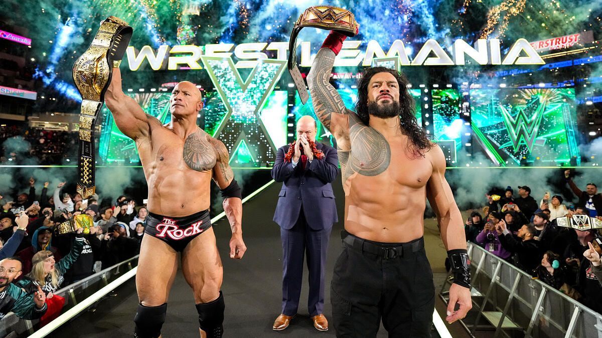 The Rock and Roman Reigns at WrestleMania 40 (Photo credit: WWE.com)