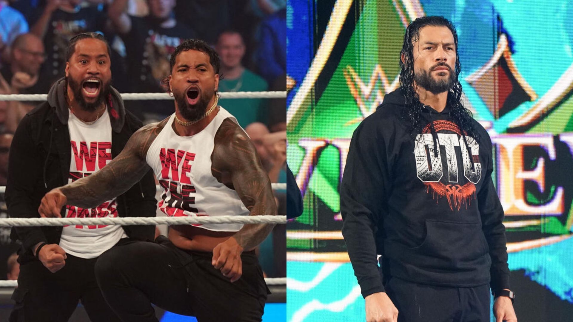 The Usos and Roman Reigns on SmackDown! [Image credits: WWE.com]