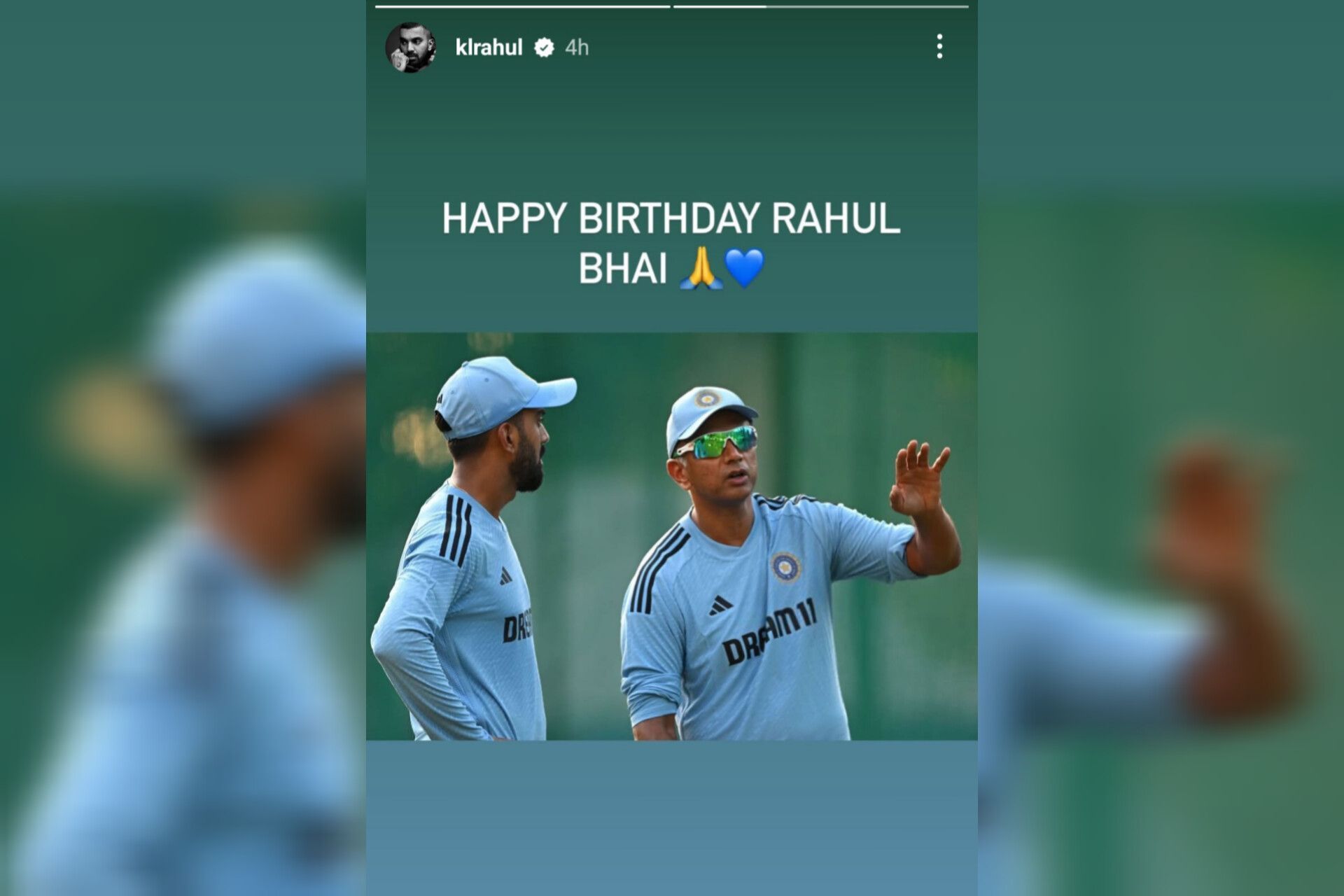 Screenshot of KL Rahul&#039;s Instagram story.