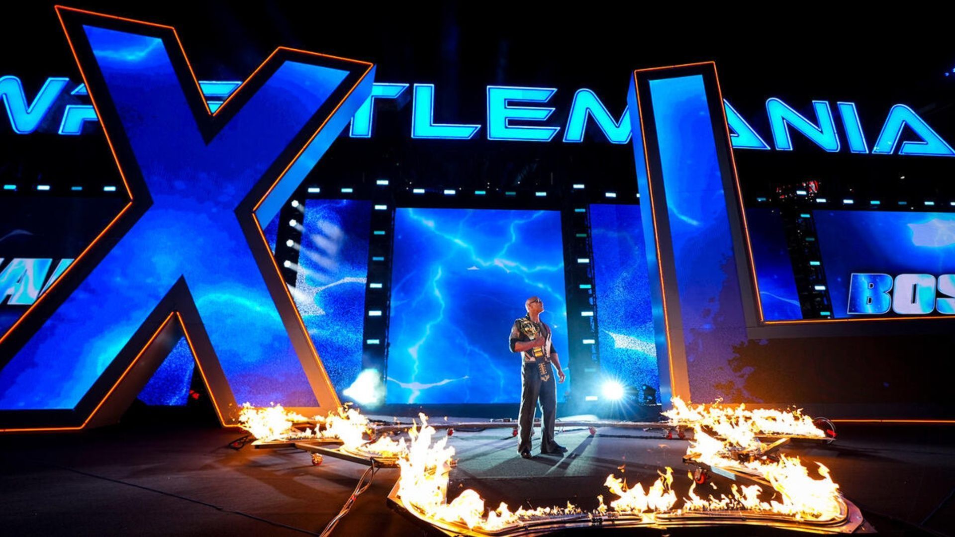 The Rock makes his entrance at WWE WrestleMania XL Night 1 (Image via WWE.com).