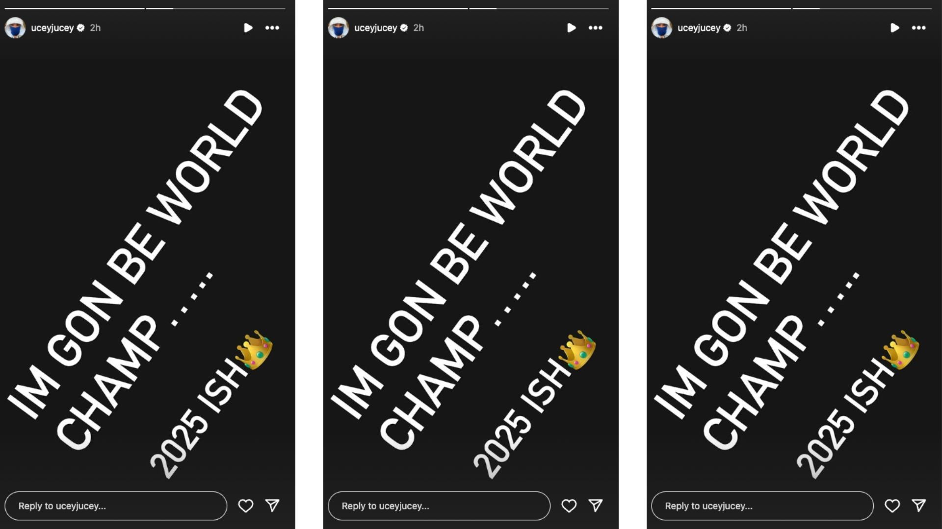 Uso predicts he will become a major champion this year on Instagram.