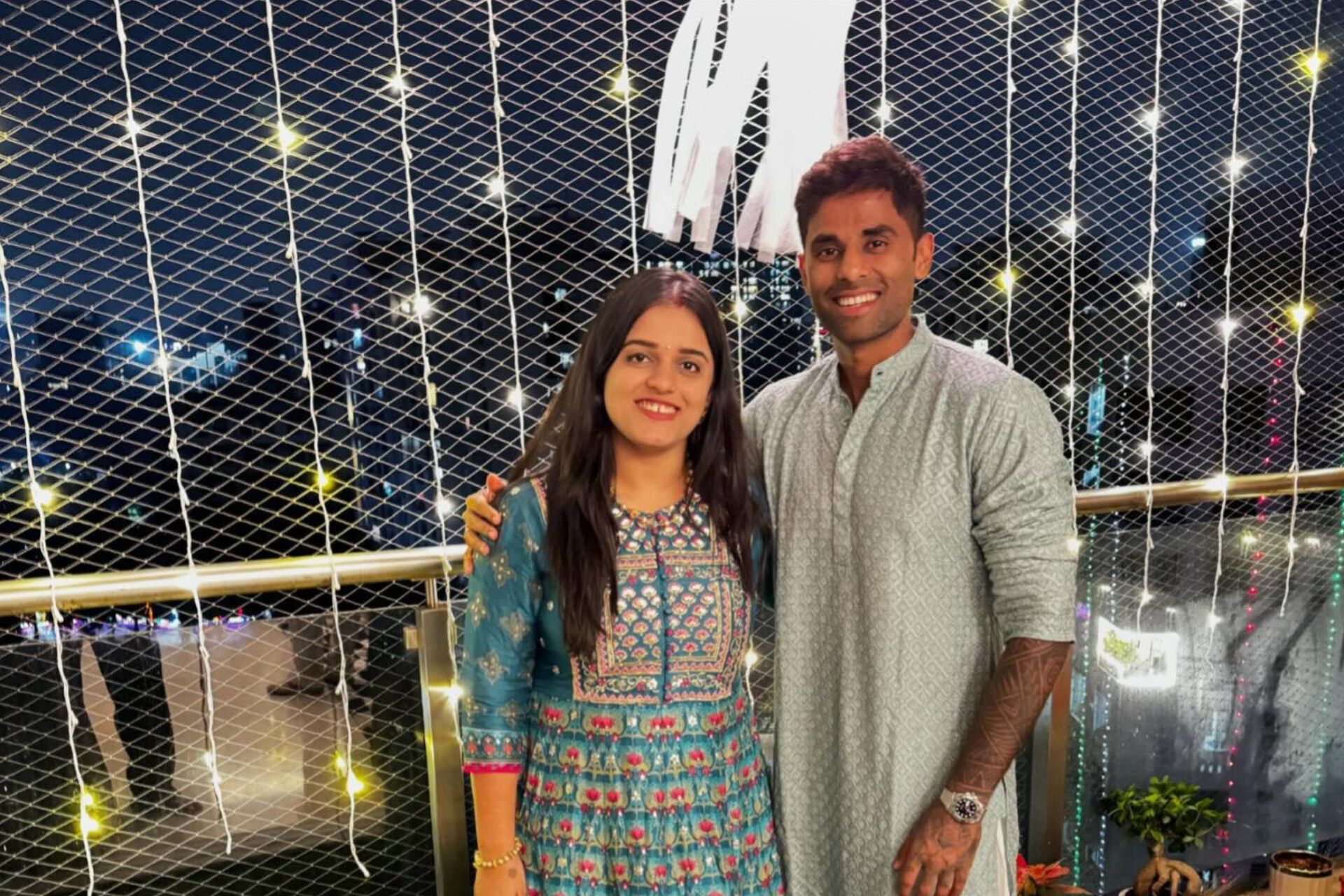 Indian crickter Suryakumar Yadav and his wife Devisha seek blessings at Shirdi