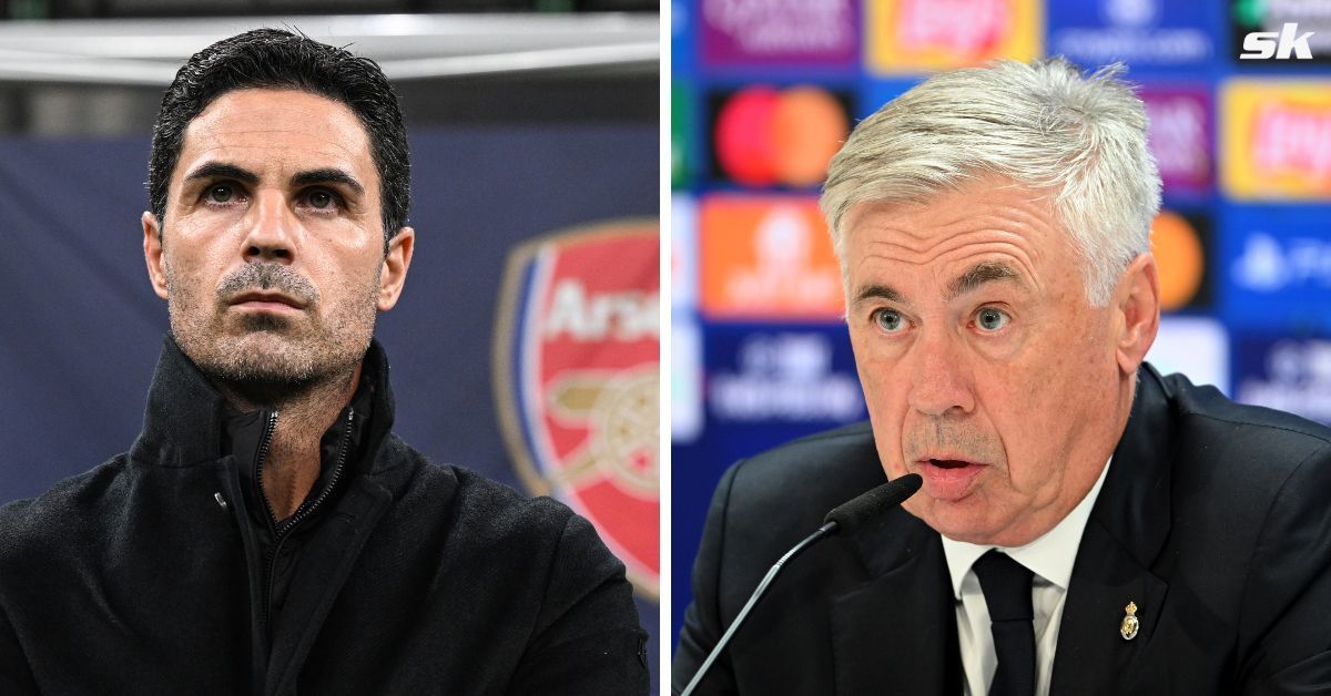 Arsenal boss Mikel Arteta (left) and Real Madrid manager Carlo Ancelotti