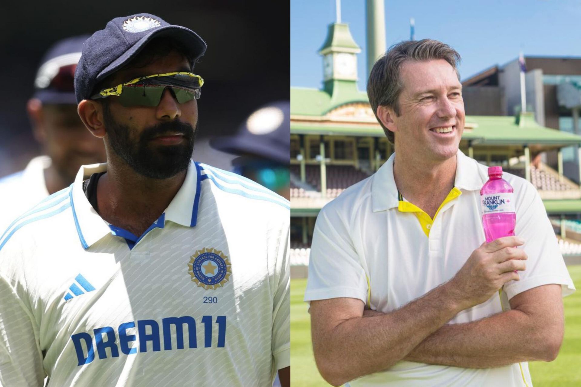 Jasprit Bumrah (L) and Glenn McGrath (R) (Image via Instagram-@jaspritb1 and glennmcgrath11)