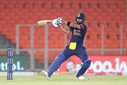 Virat Kohli en route to his match-winning knock of 80 against England in the deciding T20.- Source: Getty