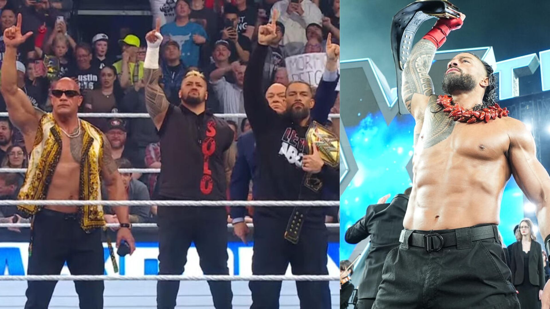 Roman Reigns, The Rock, and Solo Sikoa (Image Credits:WWE.com)