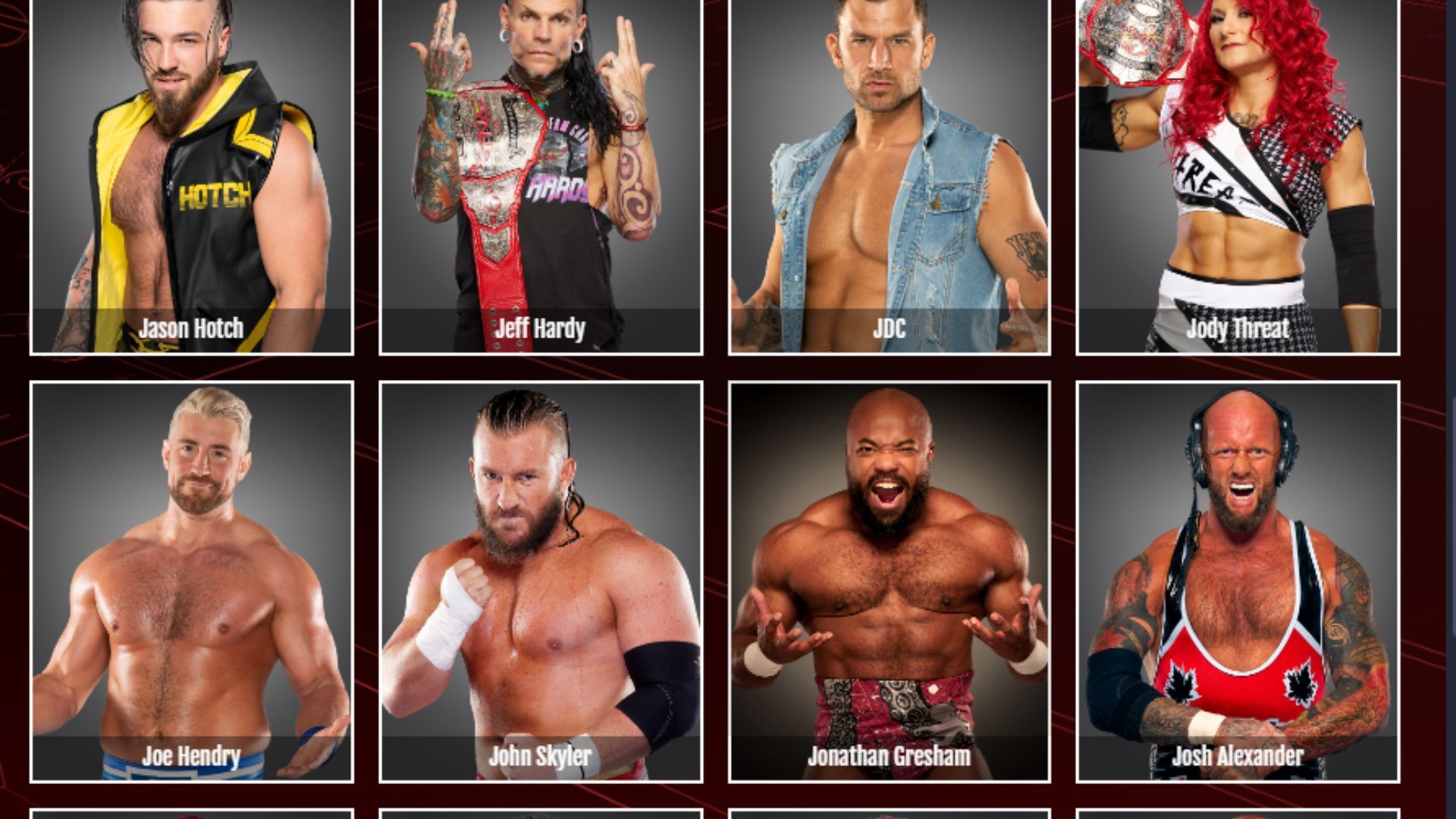 The wrestling roster page has been updated (Image credit: TNAwrestling.com)