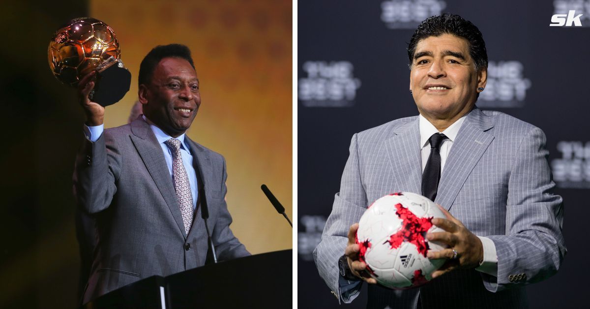 Pele and Diego Maradona, icons of the sport.