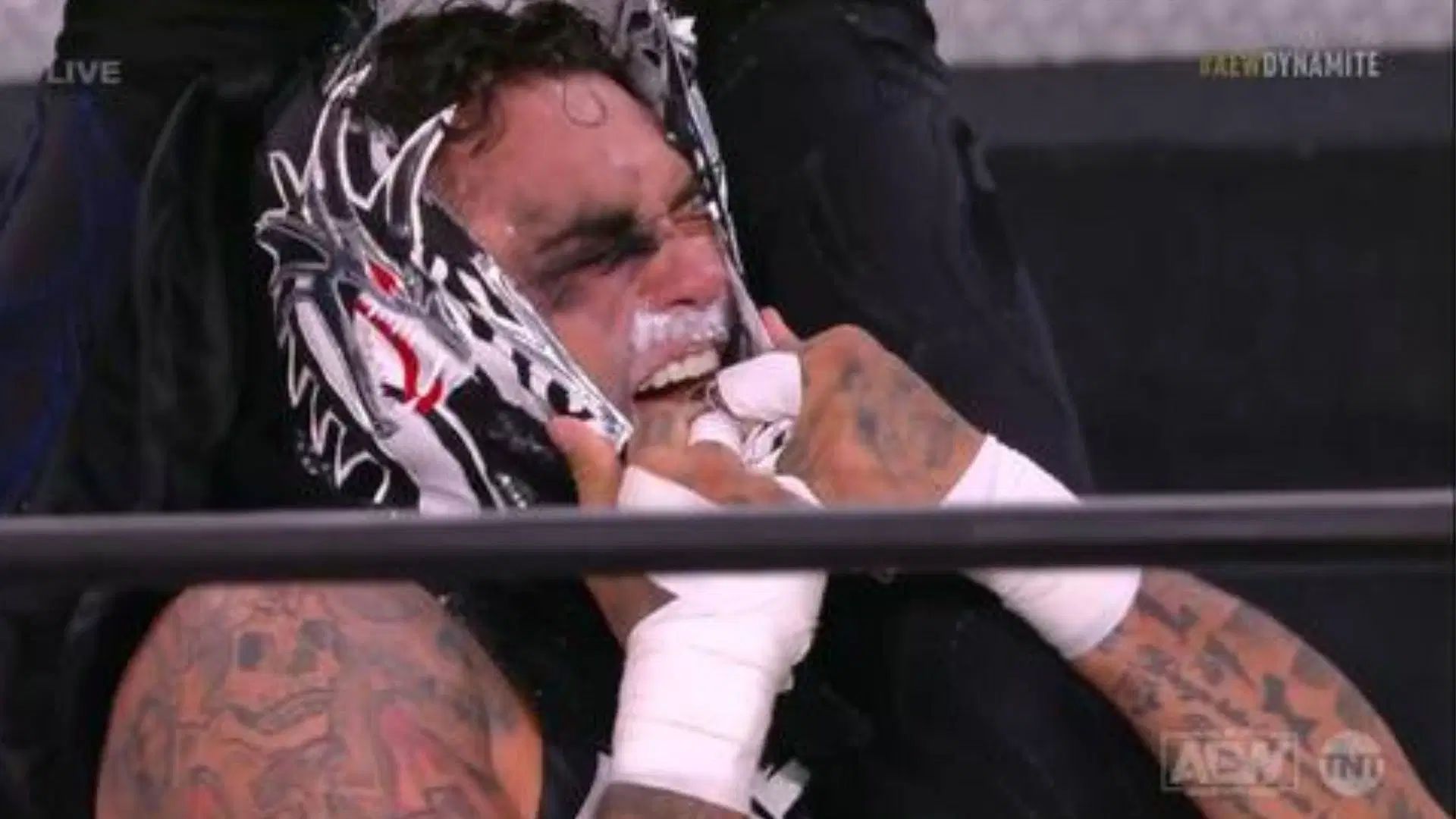 Penta was briefly unmasked during a televised match (Image credits: AEW)