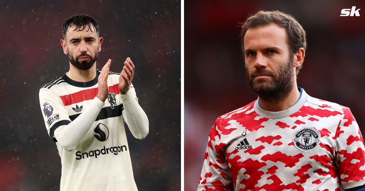 Juan Mata sums up his feeling after watching Manchester United draw against Liverpool as he sends message to Bruno Fernandes (Source: Both images from Getty)