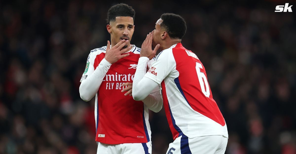 Arsenal defenders William Saliba and Gabriel Magalhaes 