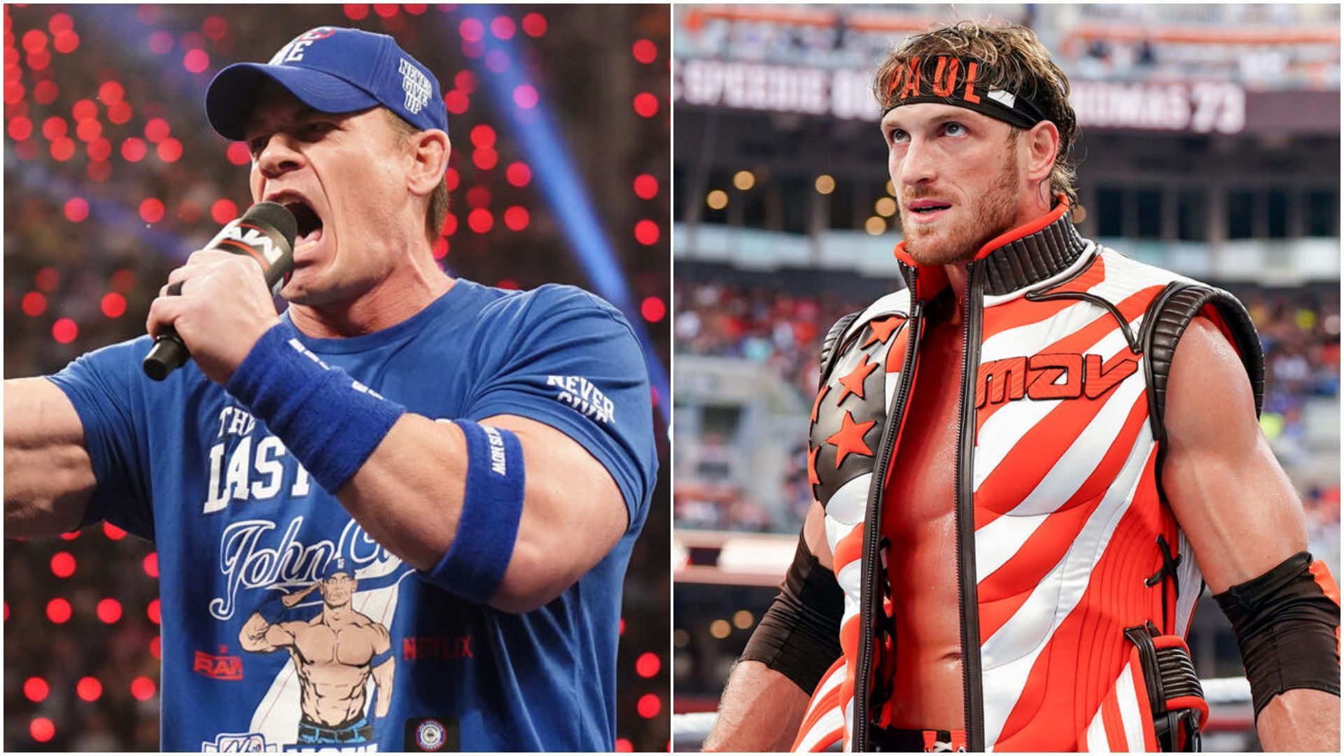 John Cena (L), Logan Paul (R). [Images via: WWE.com]