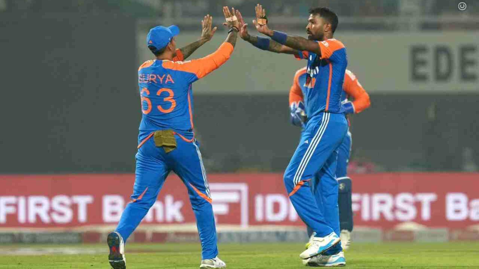 Hardik Pandya celebrating the wicket of Jacob Bethell [Image credits: BCCI]